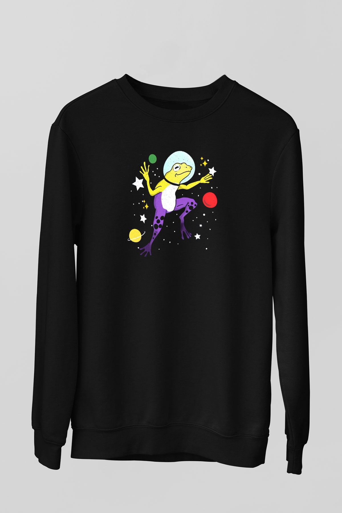 Kurbağa Siyah Unisex Sweatshirt