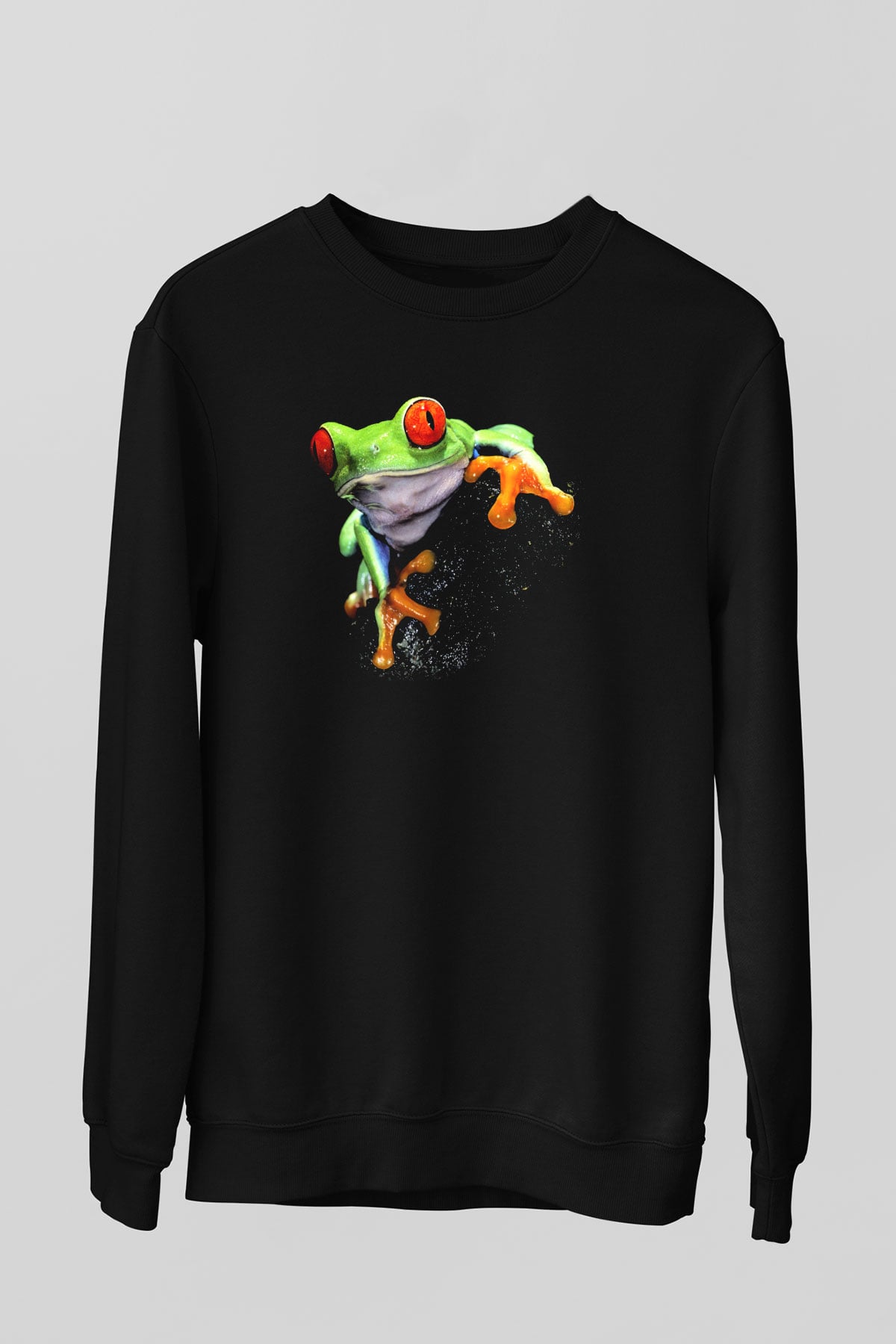 Kurbağa Siyah Unisex Sweatshirt