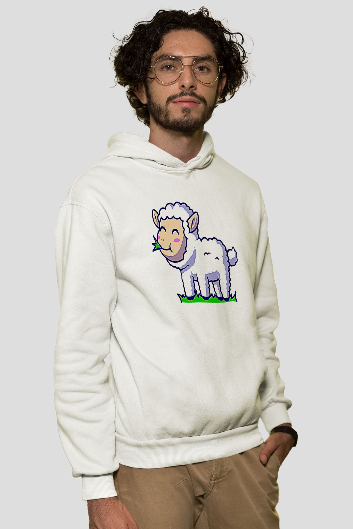 Kurban Bayramı Baskılı Beyaz Unisex Kapüşonlu Sweatshirt