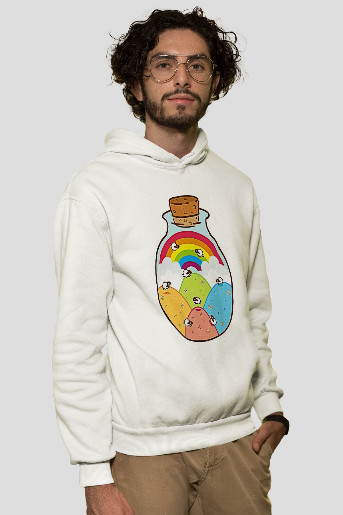 Kurban Bayramı Baskılı Beyaz Unisex Kapüşonlu Sweatshirt