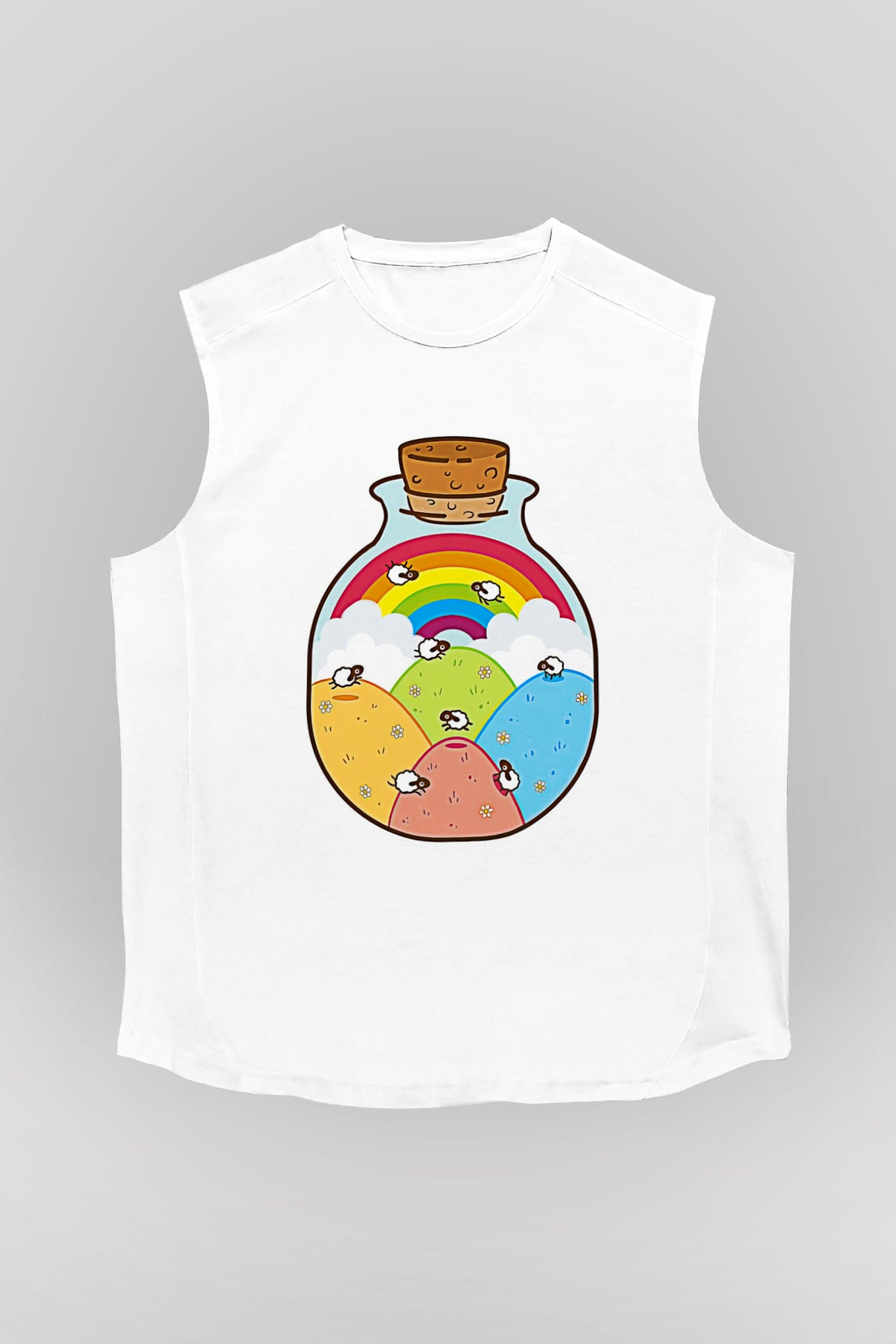 Kurban Bayramı Baskılı Beyaz Unisex Kolsuz Tişört - Tshirt