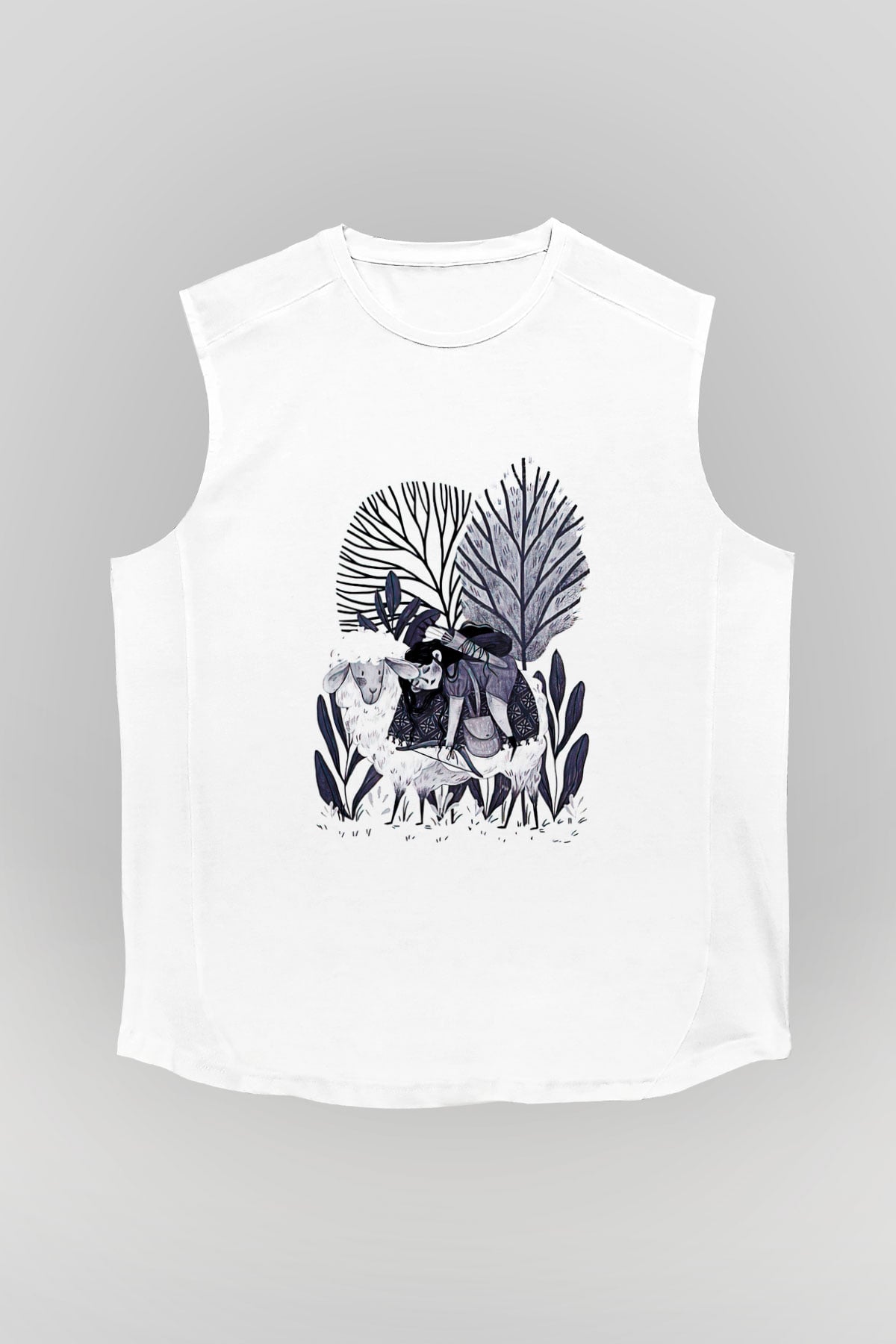 Kurban Bayramı Baskılı Beyaz Unisex Kolsuz Tişört - Tshirt
