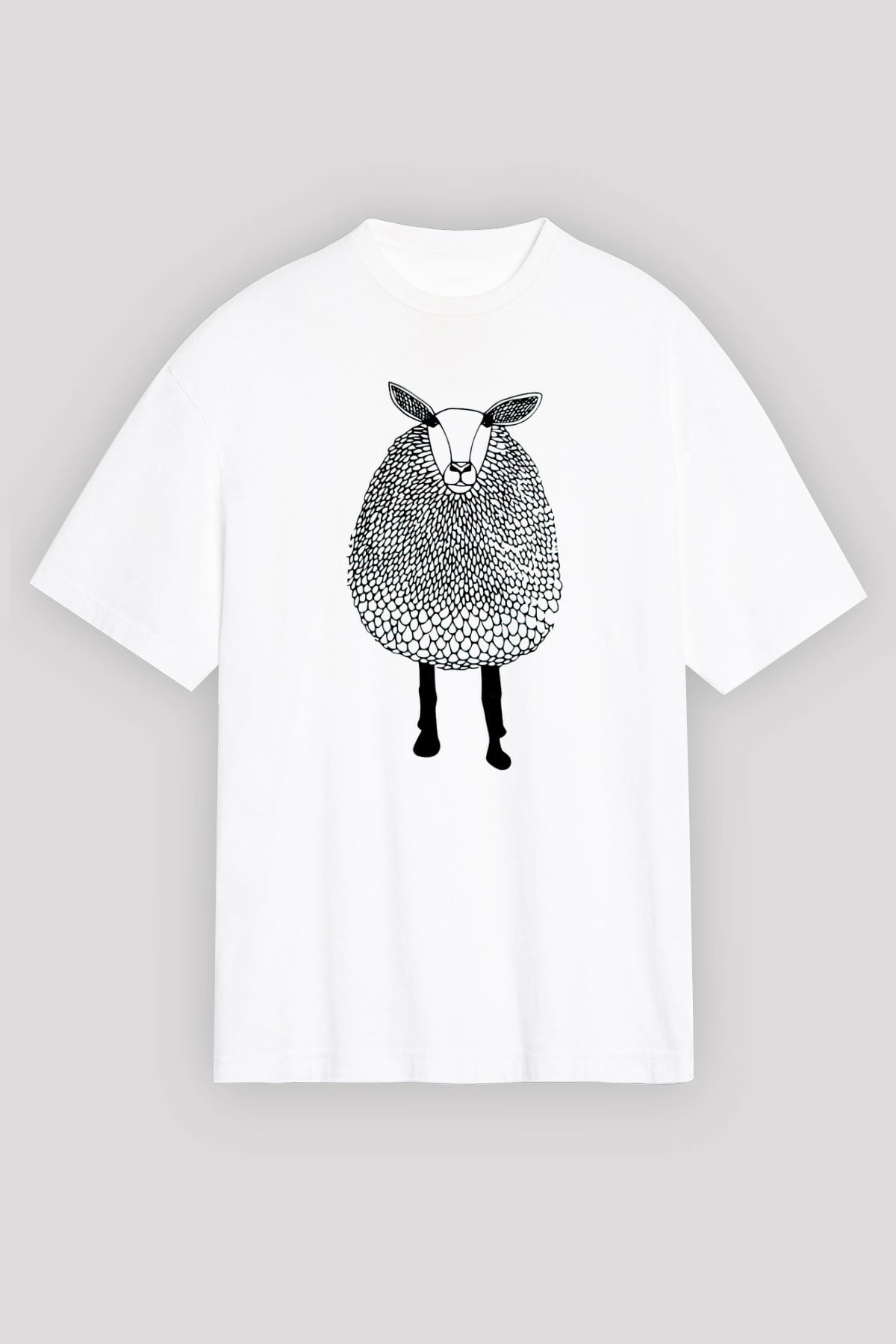 Kurban Bayramı Baskılı Beyaz Unisex Oversize Tişört - Tshirt
