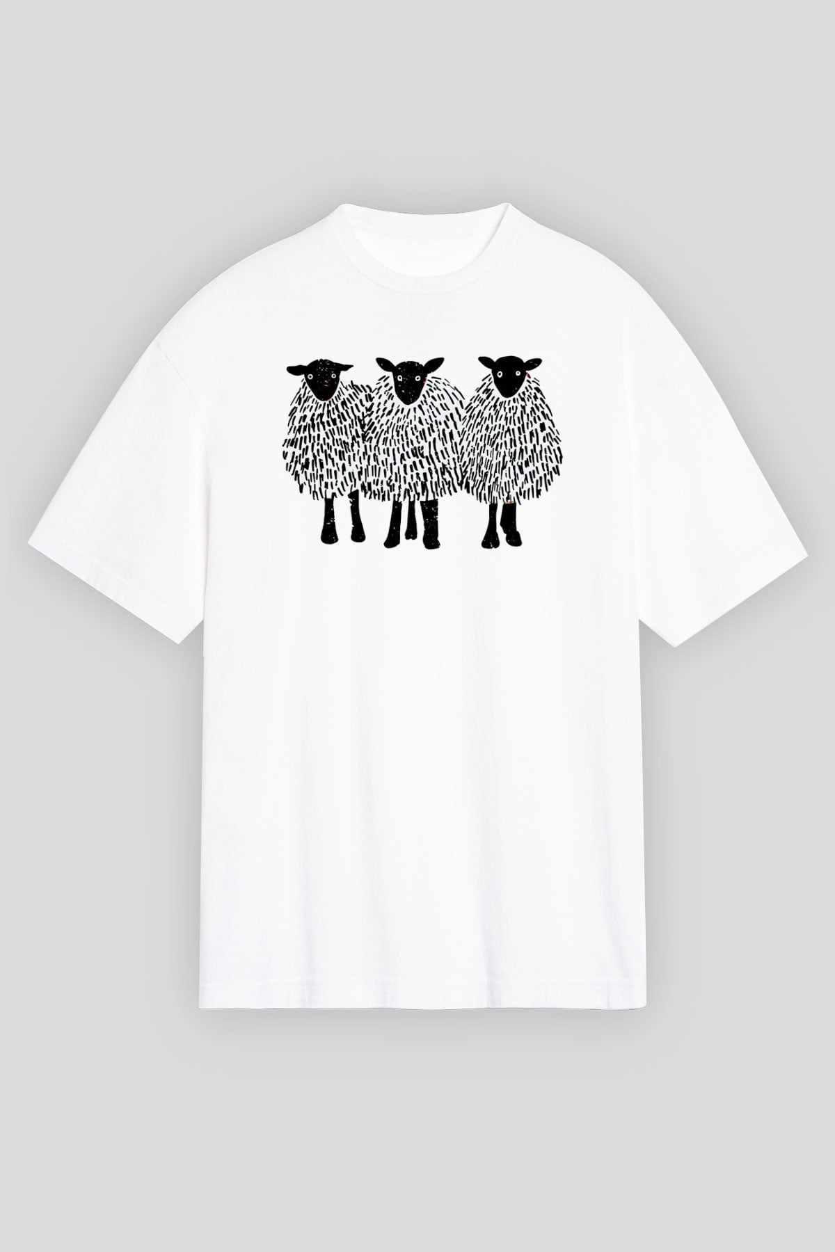 Kurban Bayramı Baskılı Beyaz Unisex Oversize Tişört - Tshirt