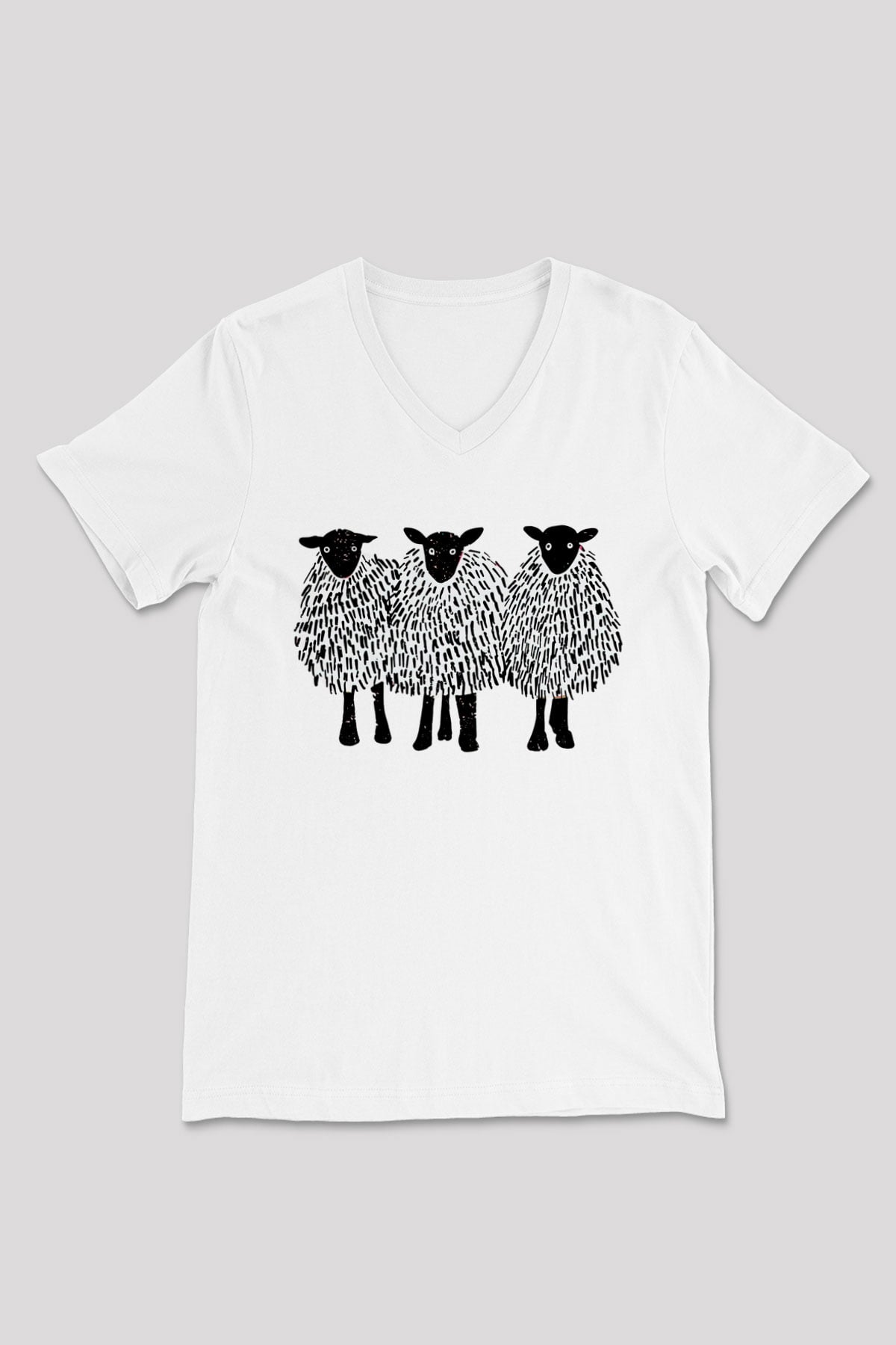 Kurban Bayramı Baskılı Beyaz Unisex V Yaka Tişört - Tshirt