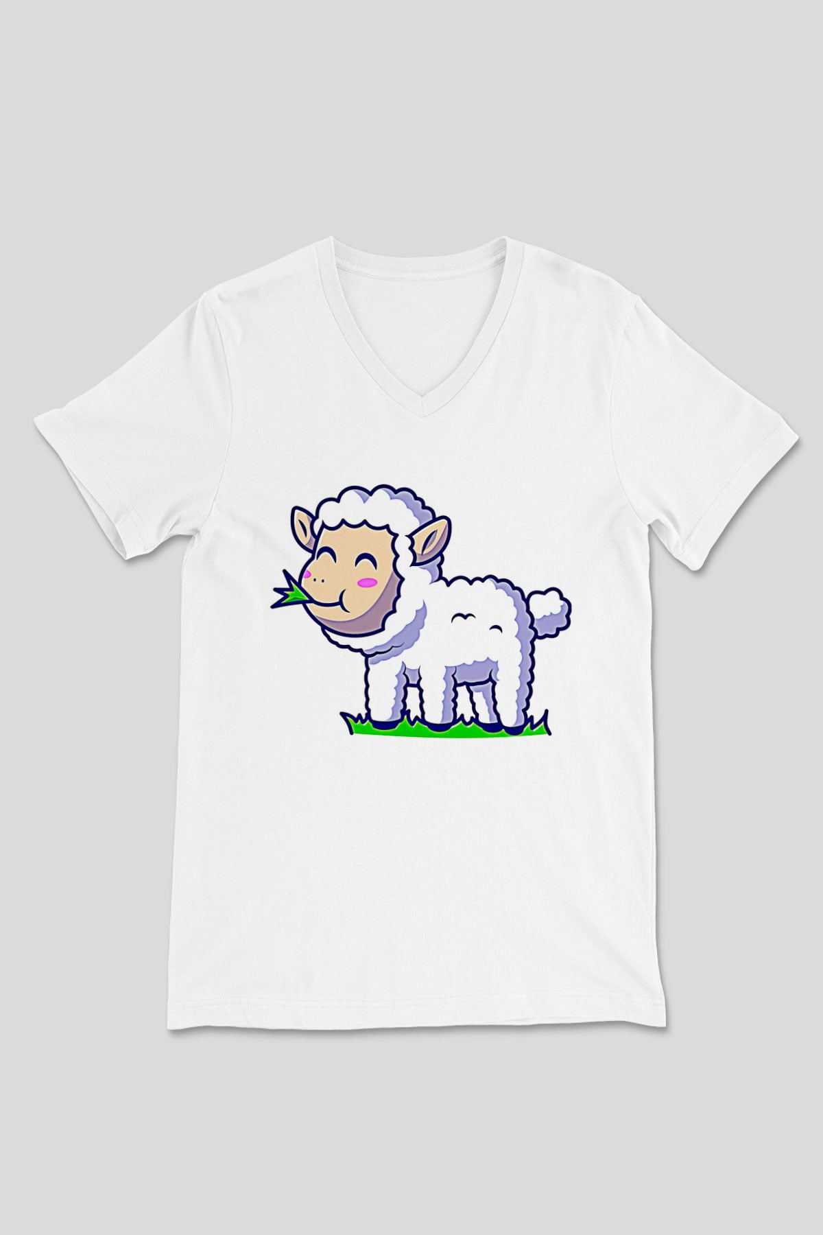 Kurban Bayramı Baskılı Beyaz Unisex V Yaka Tişört - Tshirt