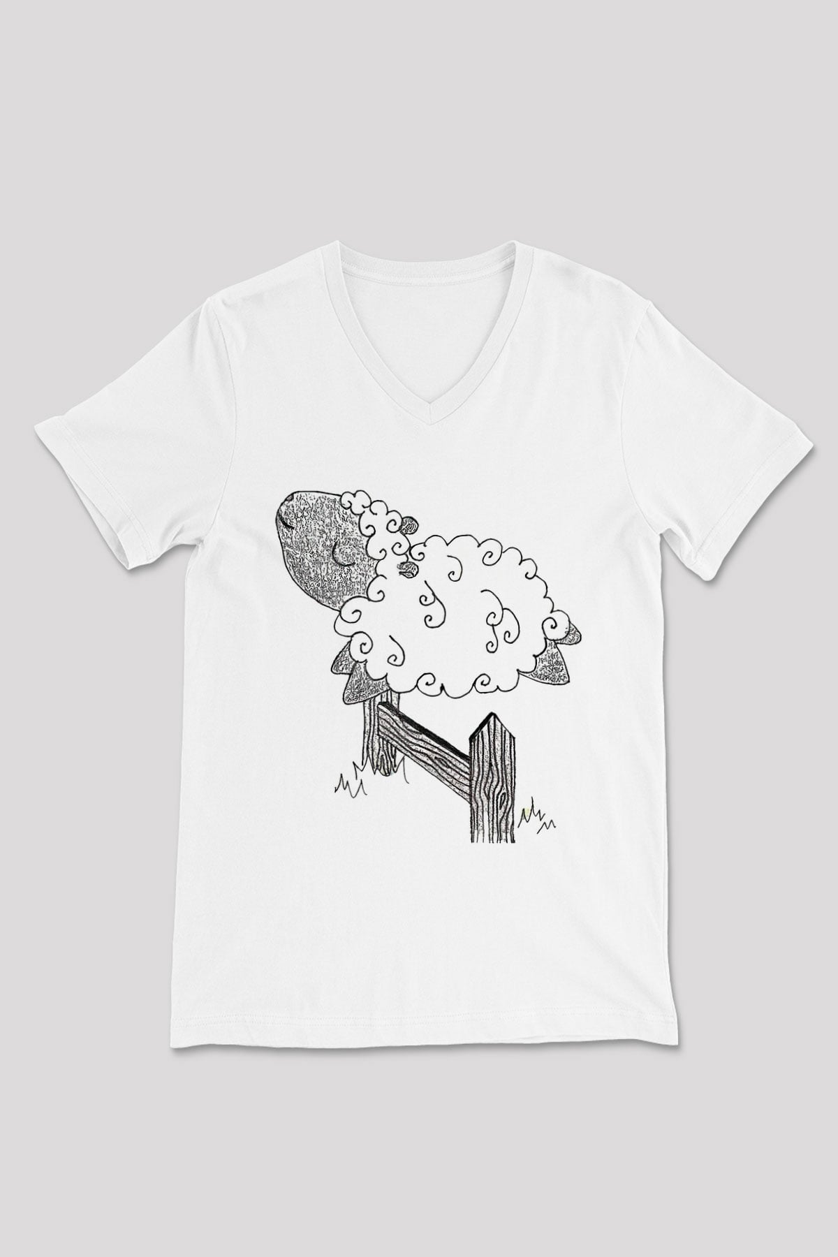 Kurban Bayramı Baskılı Beyaz Unisex V Yaka Tişört - Tshirt