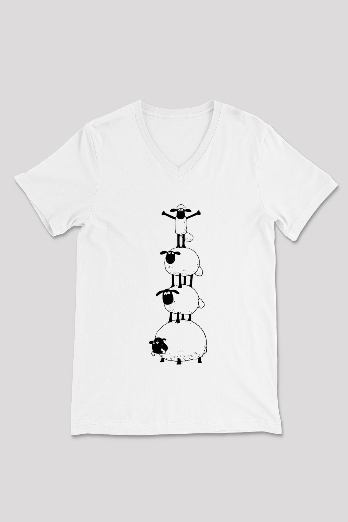 Kurban Bayramı Baskılı Beyaz Unisex V Yaka Tişört - Tshirt