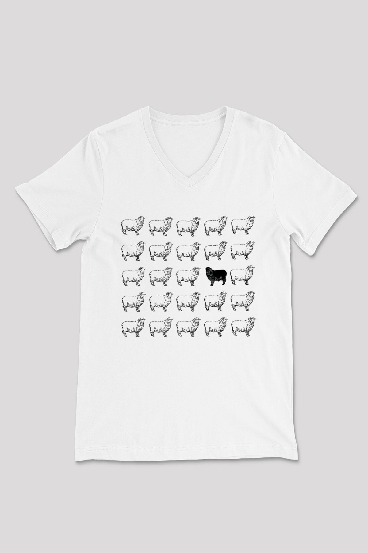 Kurban Bayramı Baskılı Beyaz Unisex V Yaka Tişört - Tshirt