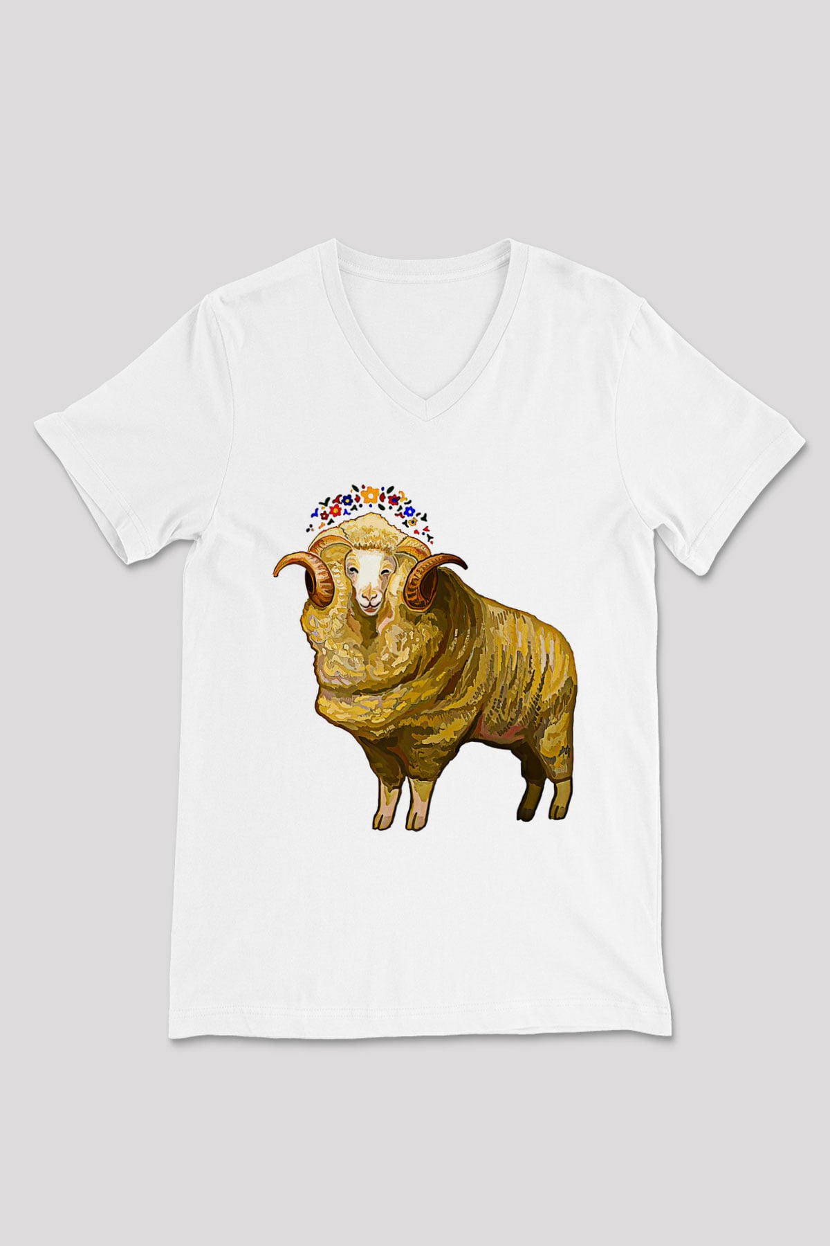 Kurban Bayramı Baskılı Beyaz Unisex V Yaka Tişört - Tshirt