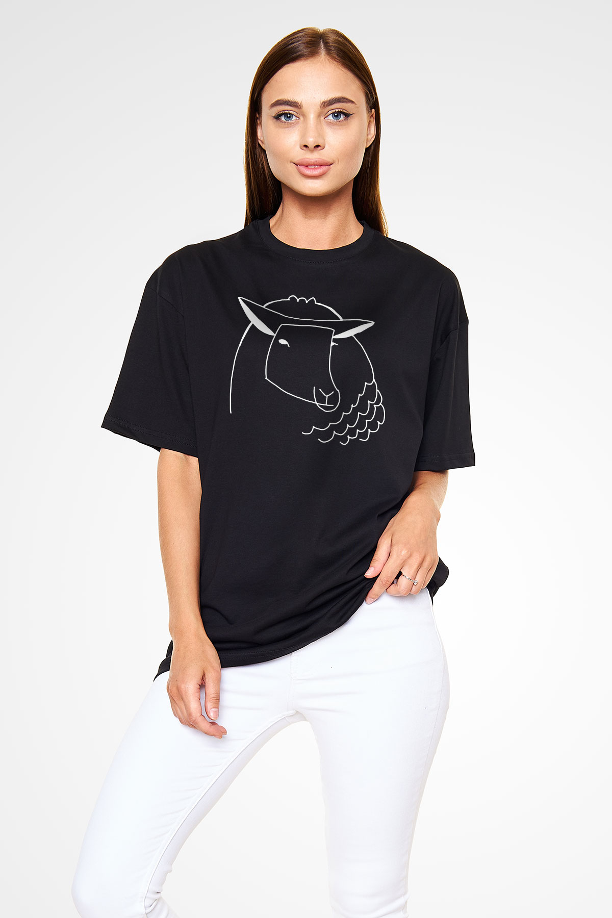 Kurban Bayramı Baskılı Unisex Siyah Oversize Tişört - Tshirt