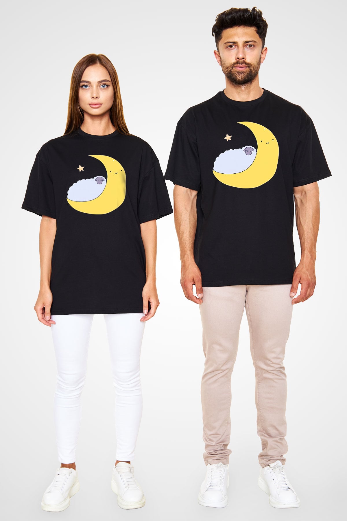 Kurban Bayramı Baskılı Unisex Siyah Oversize Tişört - Tshirt
