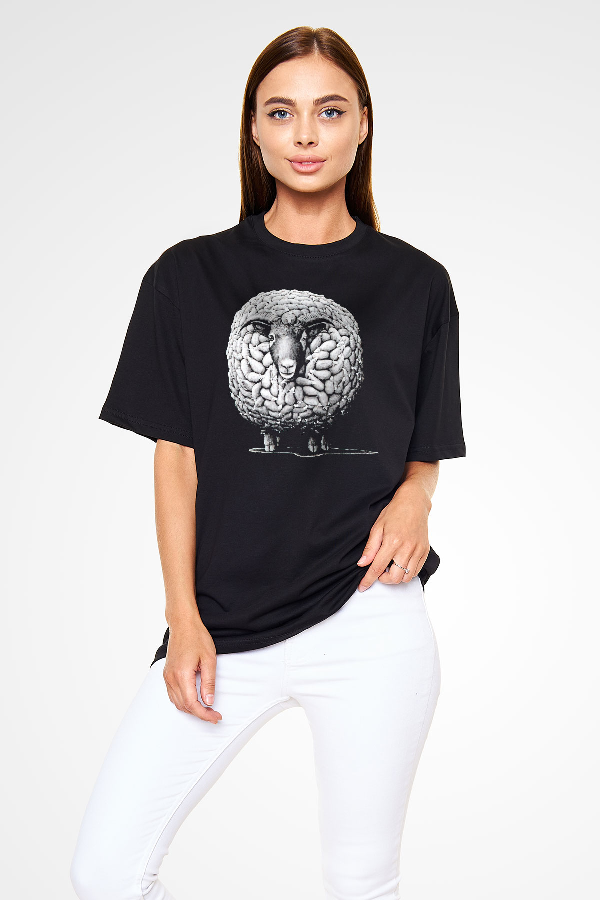 Kurban Bayramı Baskılı Unisex Siyah Oversize Tişört - Tshirt