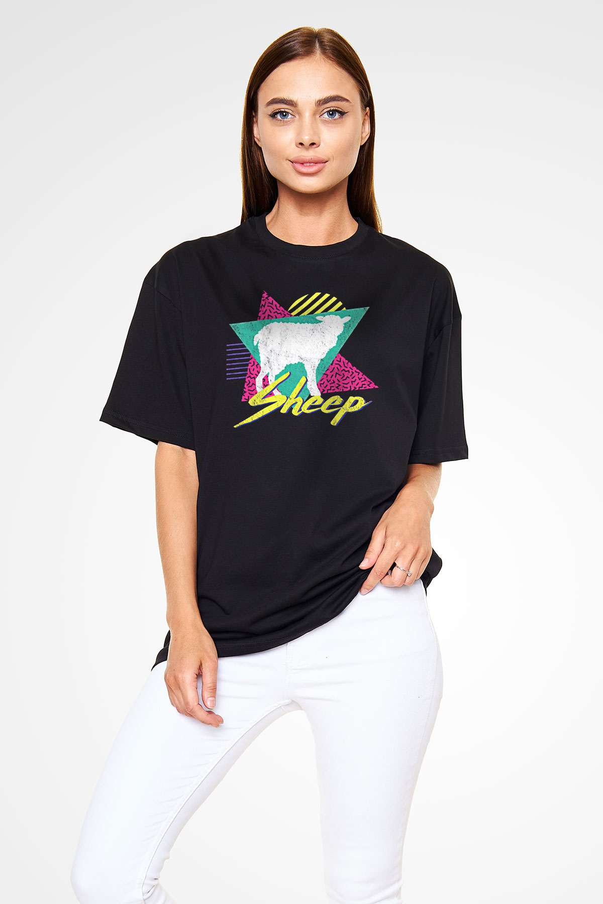 Kurban Bayramı Baskılı Unisex Siyah Oversize Tişört - Tshirt