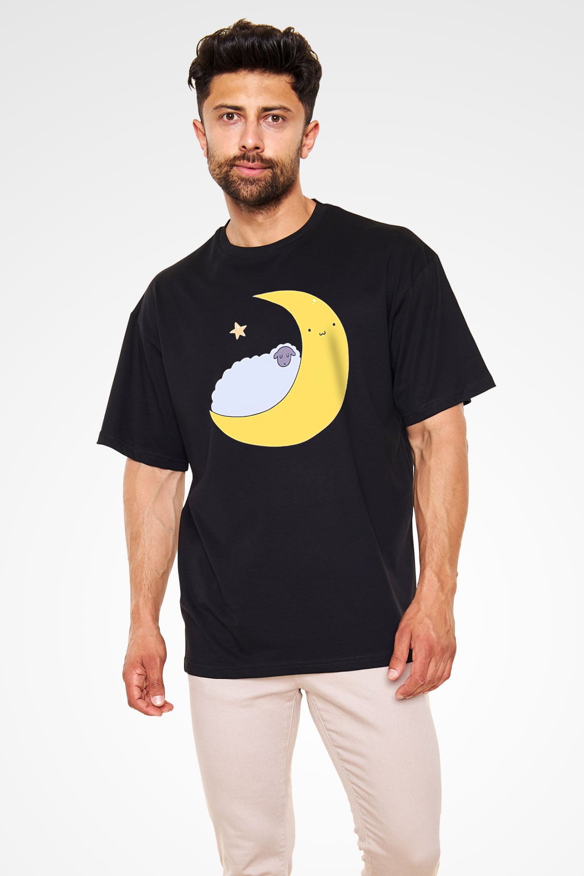 Kurban Bayramı Baskılı Unisex Siyah Oversize Tişört - Tshirt