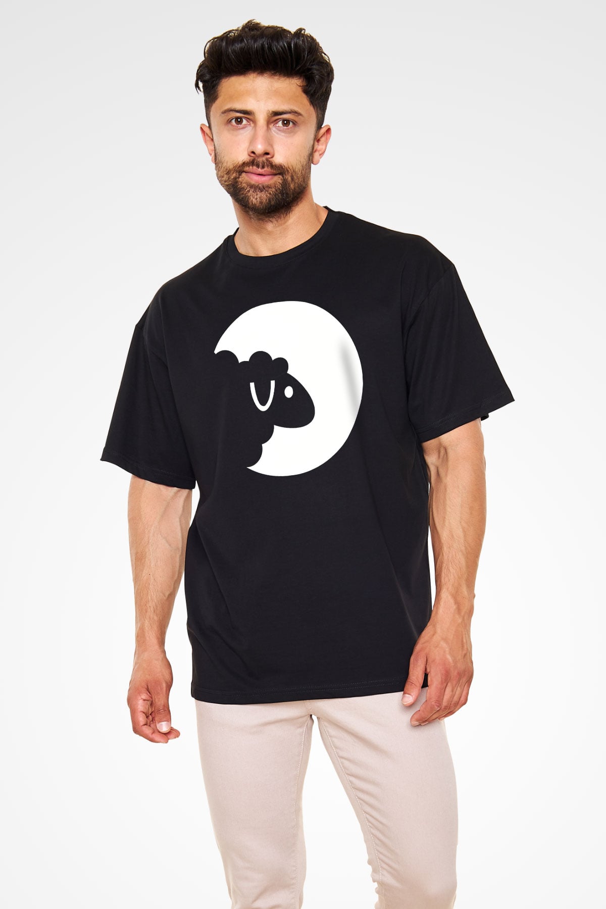 Kurban Bayramı Baskılı Unisex Siyah Oversize Tişört - Tshirt