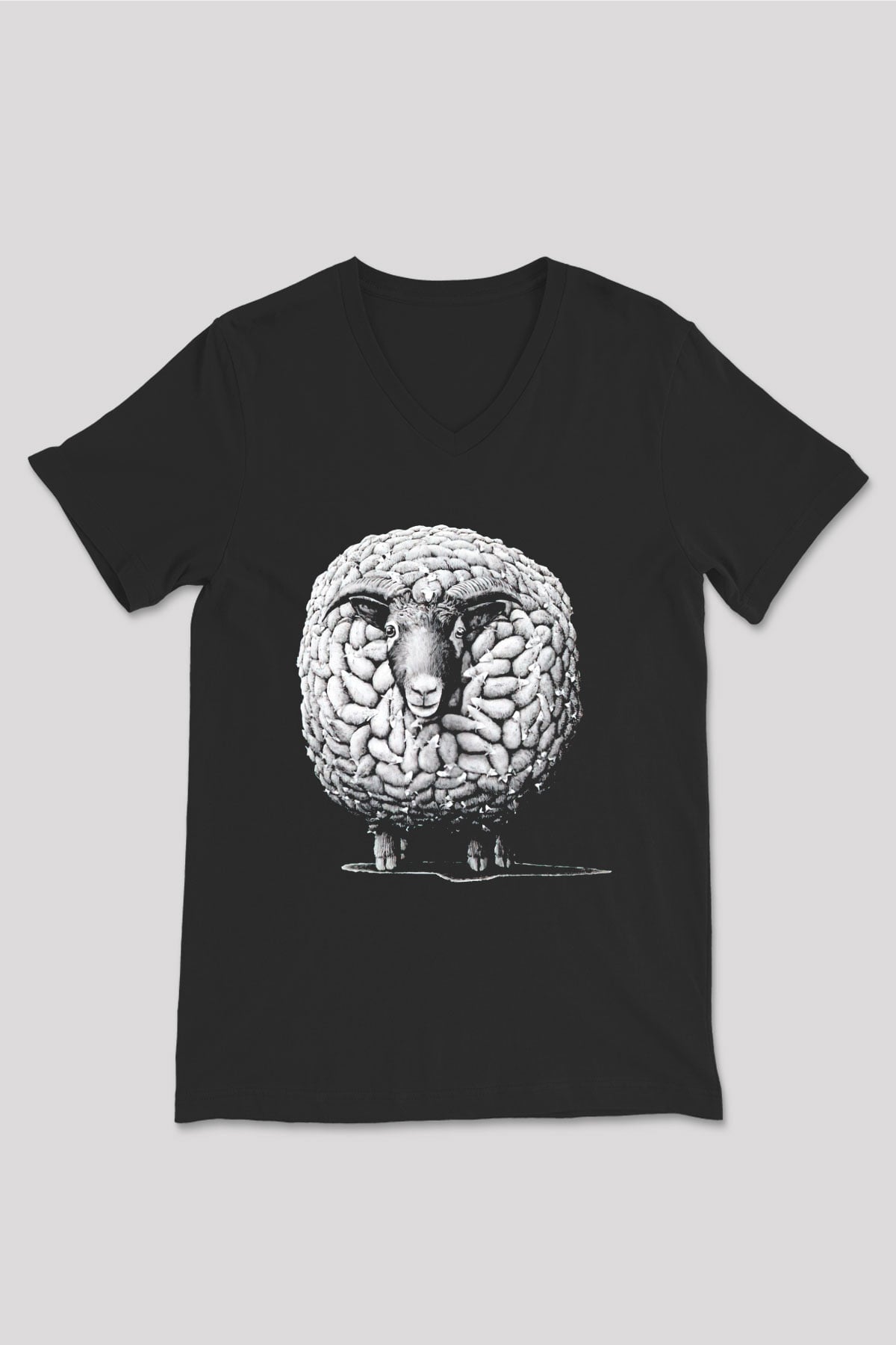 Kurban Bayramı Baskılı Unisex Siyah V Yaka Tişört - Tshirt