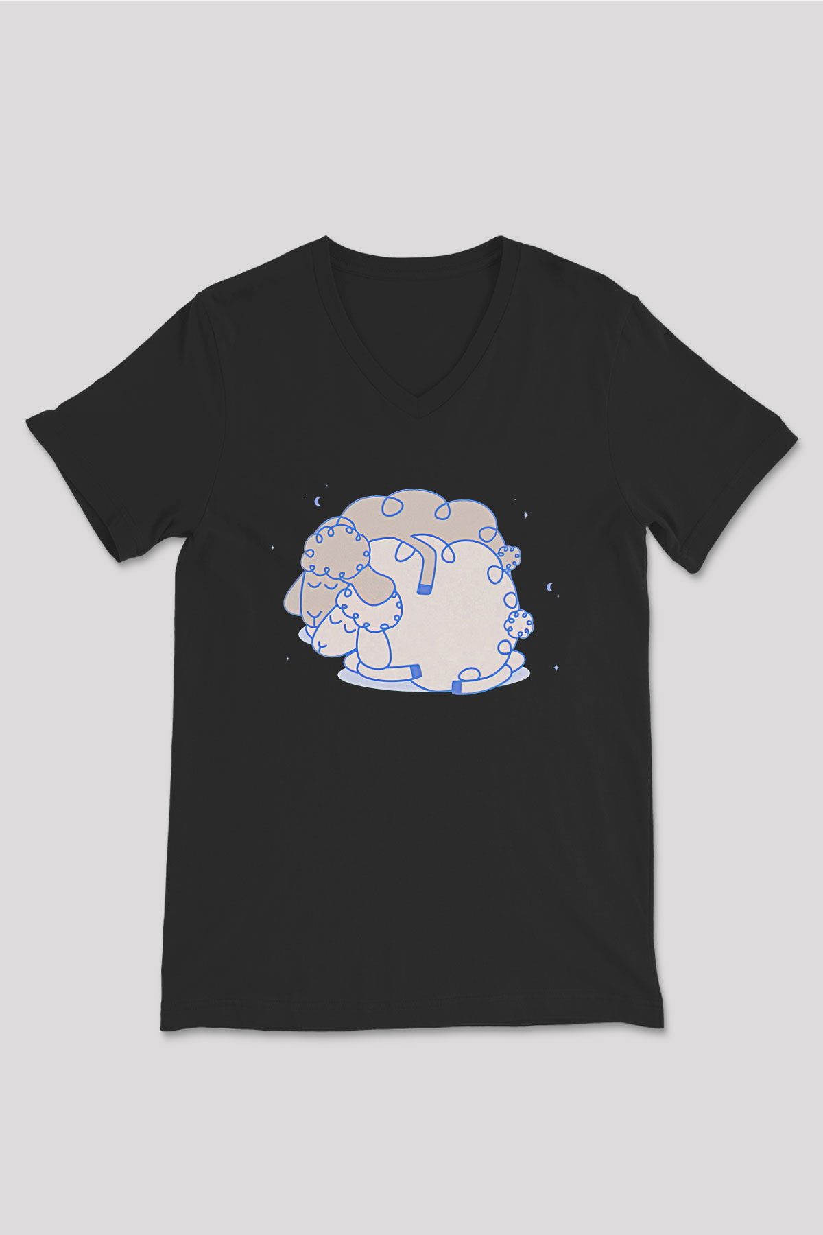 Kurban Bayramı Baskılı Unisex Siyah V Yaka Tişört - Tshirt