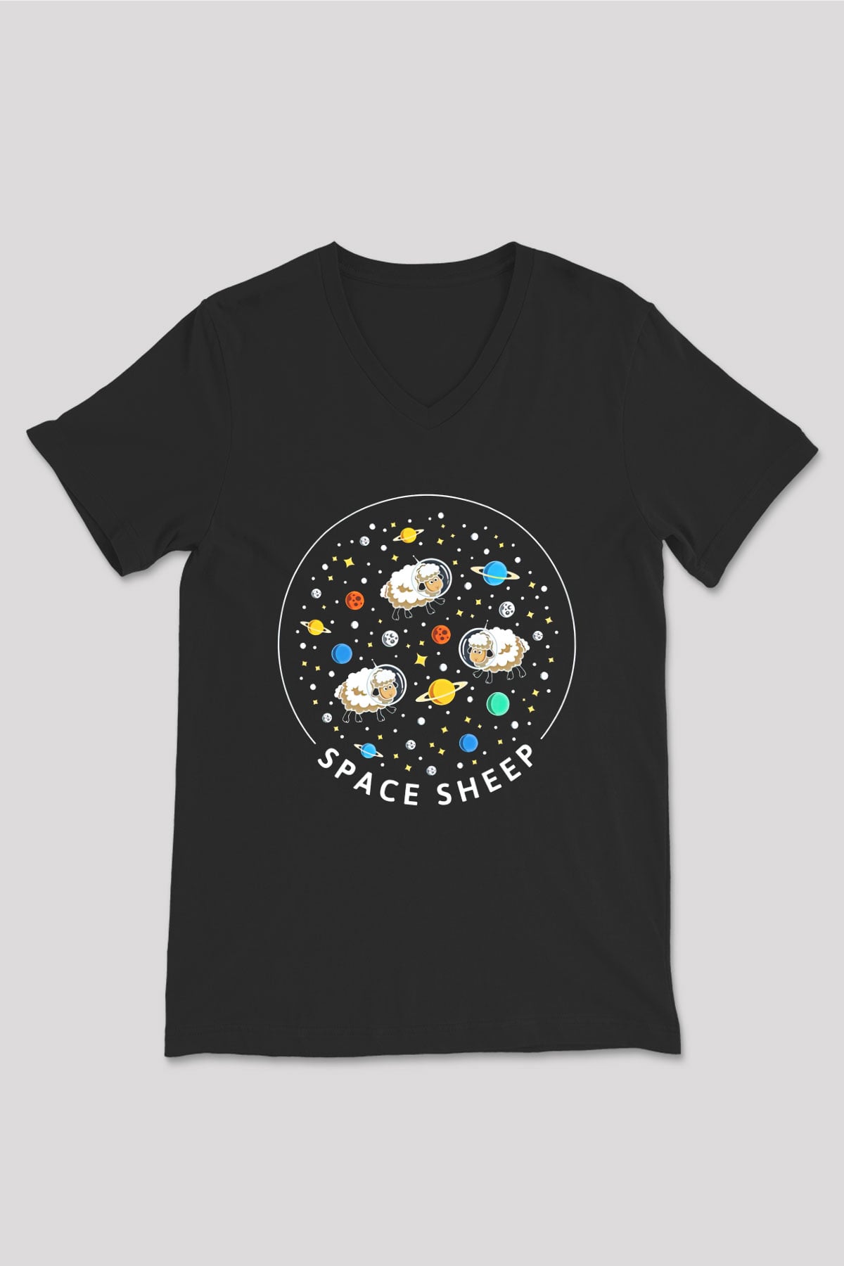 Kurban Bayramı Baskılı Unisex Siyah V Yaka Tişört - Tshirt