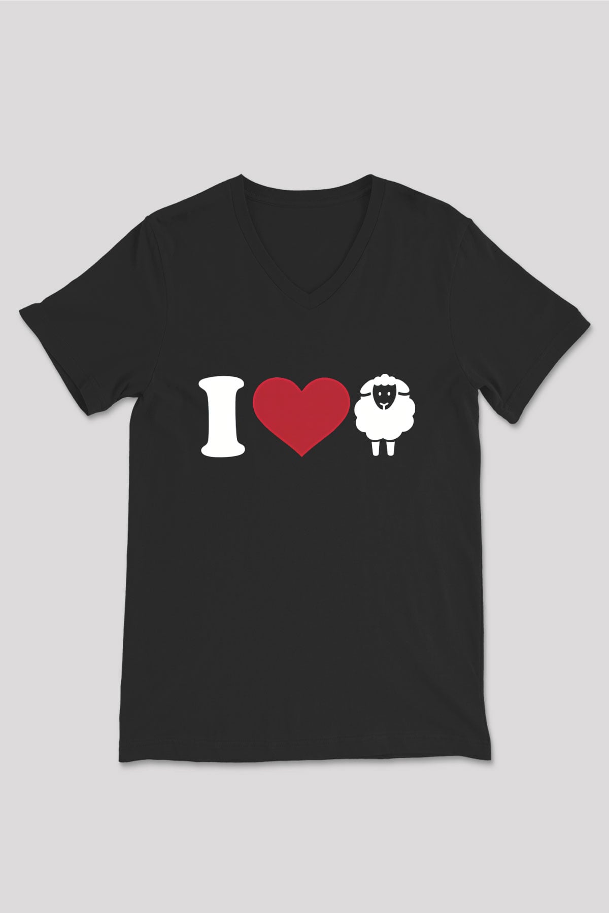 Kurban Bayramı Baskılı Unisex Siyah V Yaka Tişört - Tshirt