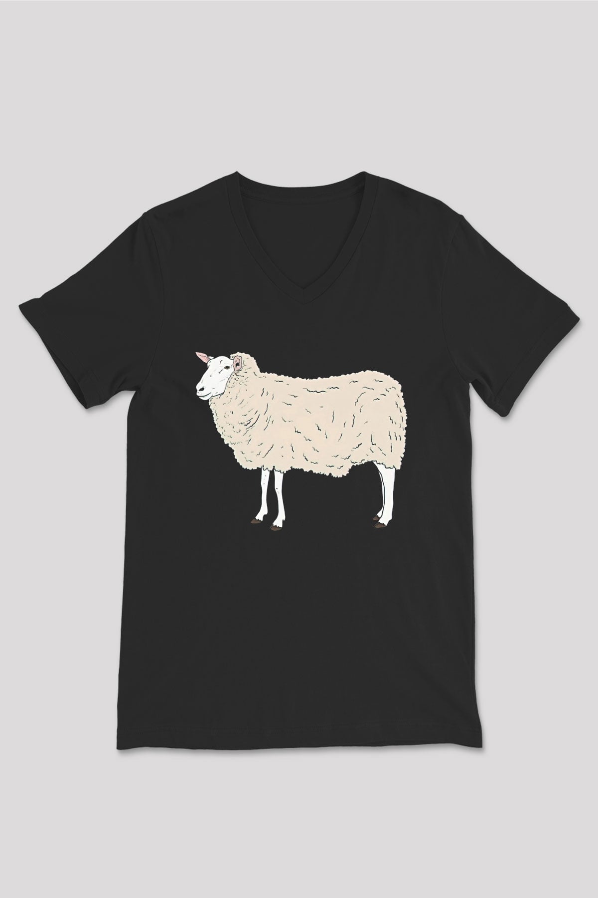 Kurban Bayramı Baskılı Unisex Siyah V Yaka Tişört - Tshirt