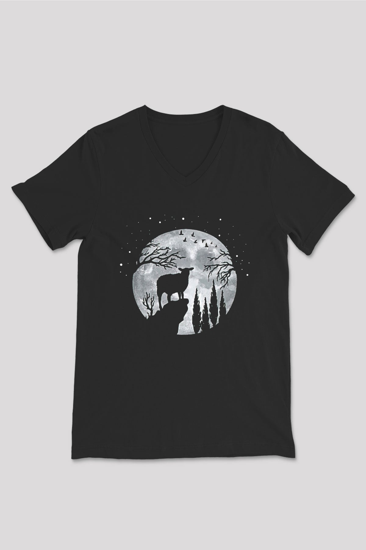 Kurban Bayramı Baskılı Unisex Siyah V Yaka Tişört - Tshirt
