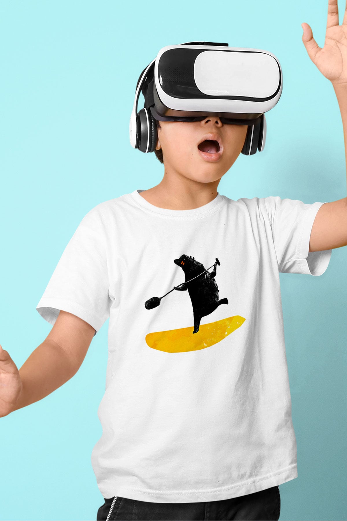 Kürek Baskılı Unisex Beyaz Çocuk Tişört - Tshirt