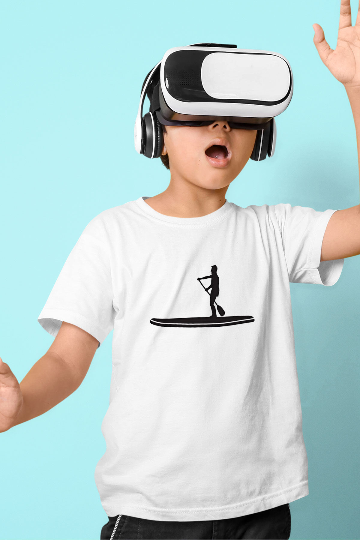 Kürek Baskılı Unisex Beyaz Çocuk Tişört - Tshirt