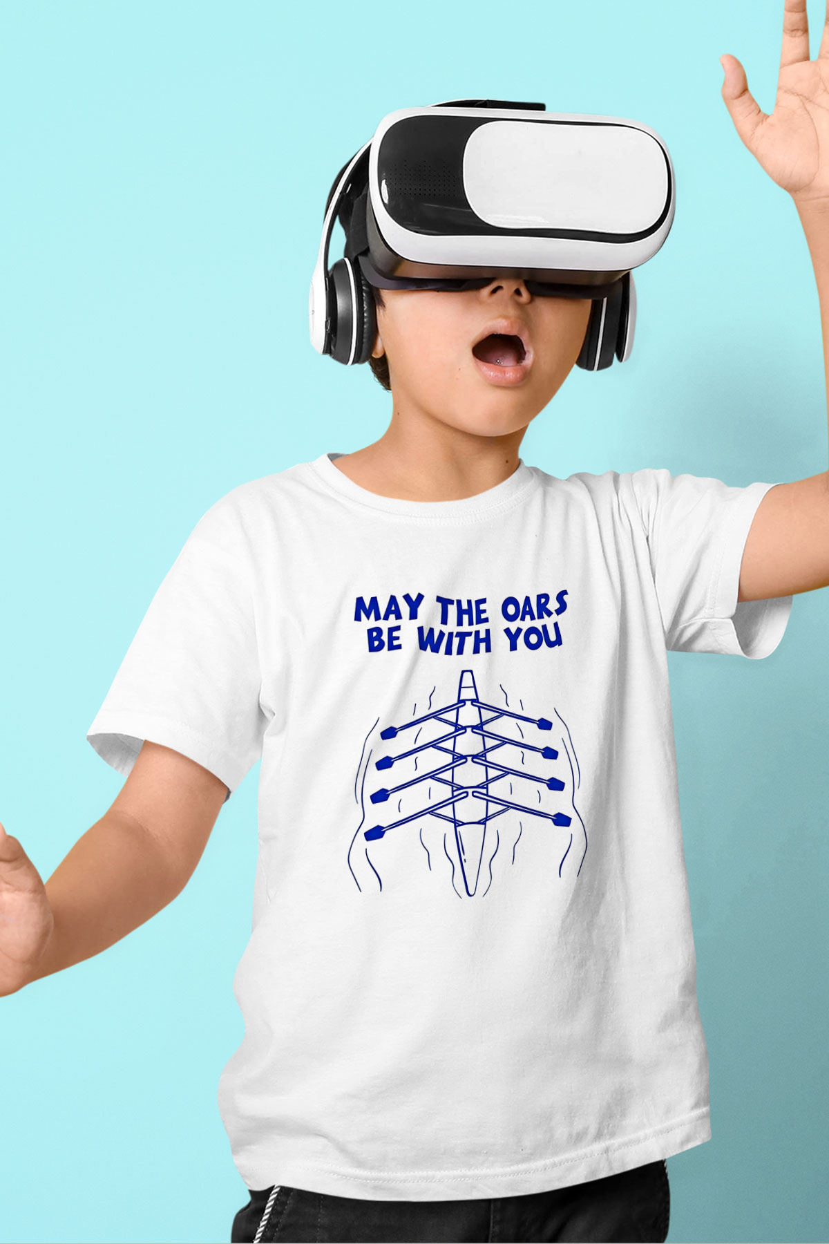 Kürek Baskılı Unisex Beyaz Çocuk Tişört - Tshirt