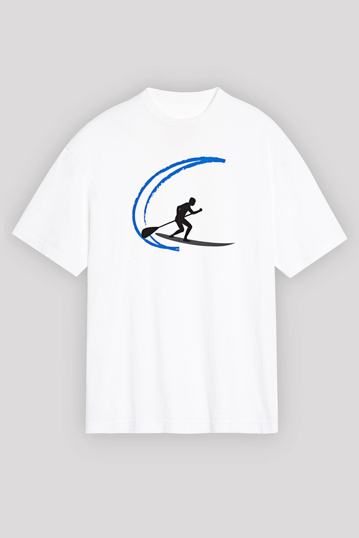 Kürek Baskılı Unisex Beyaz Oversize Tişört - Tshirt