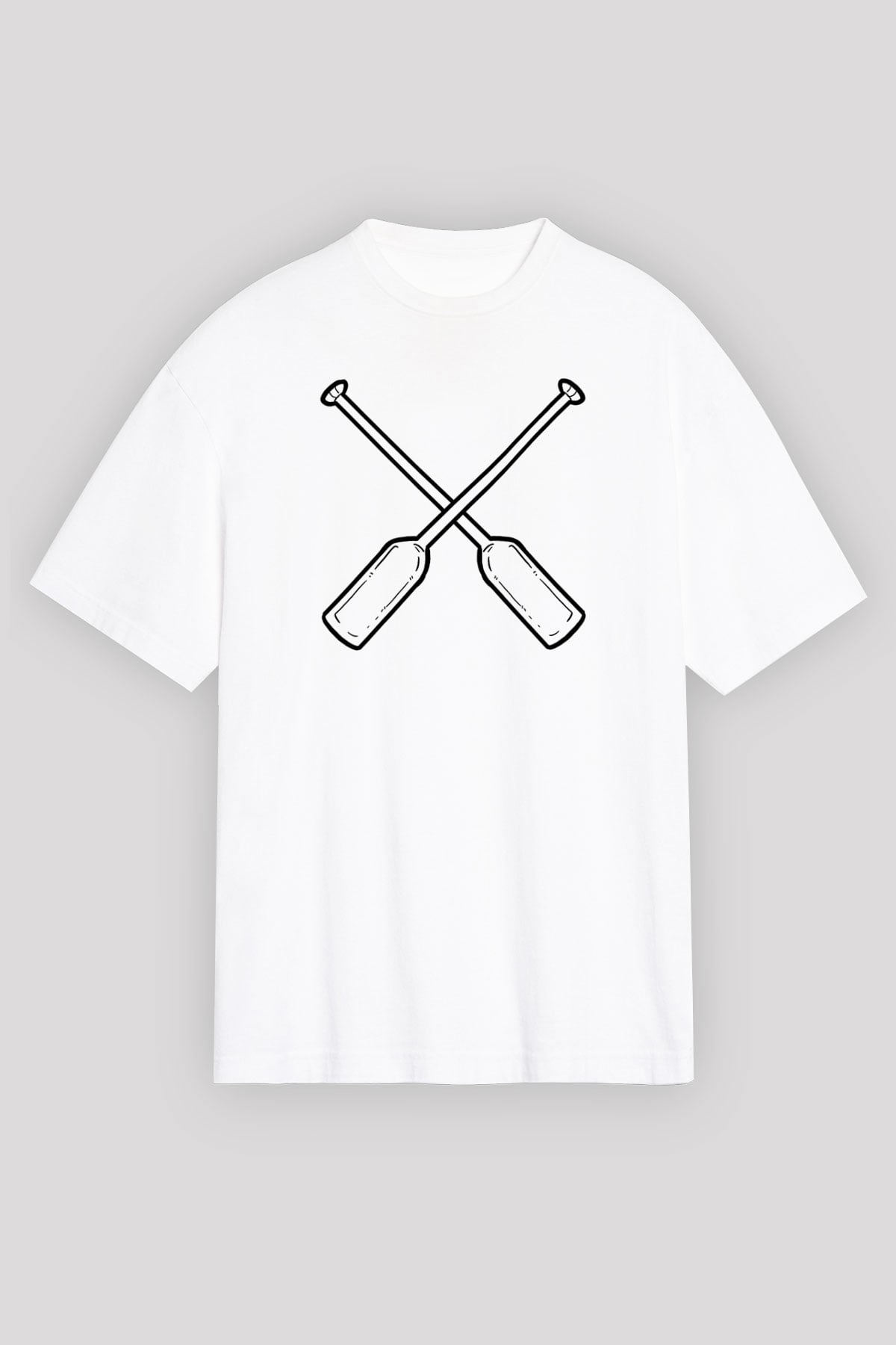 Kürek Baskılı Unisex Beyaz Oversize Tişört - Tshirt