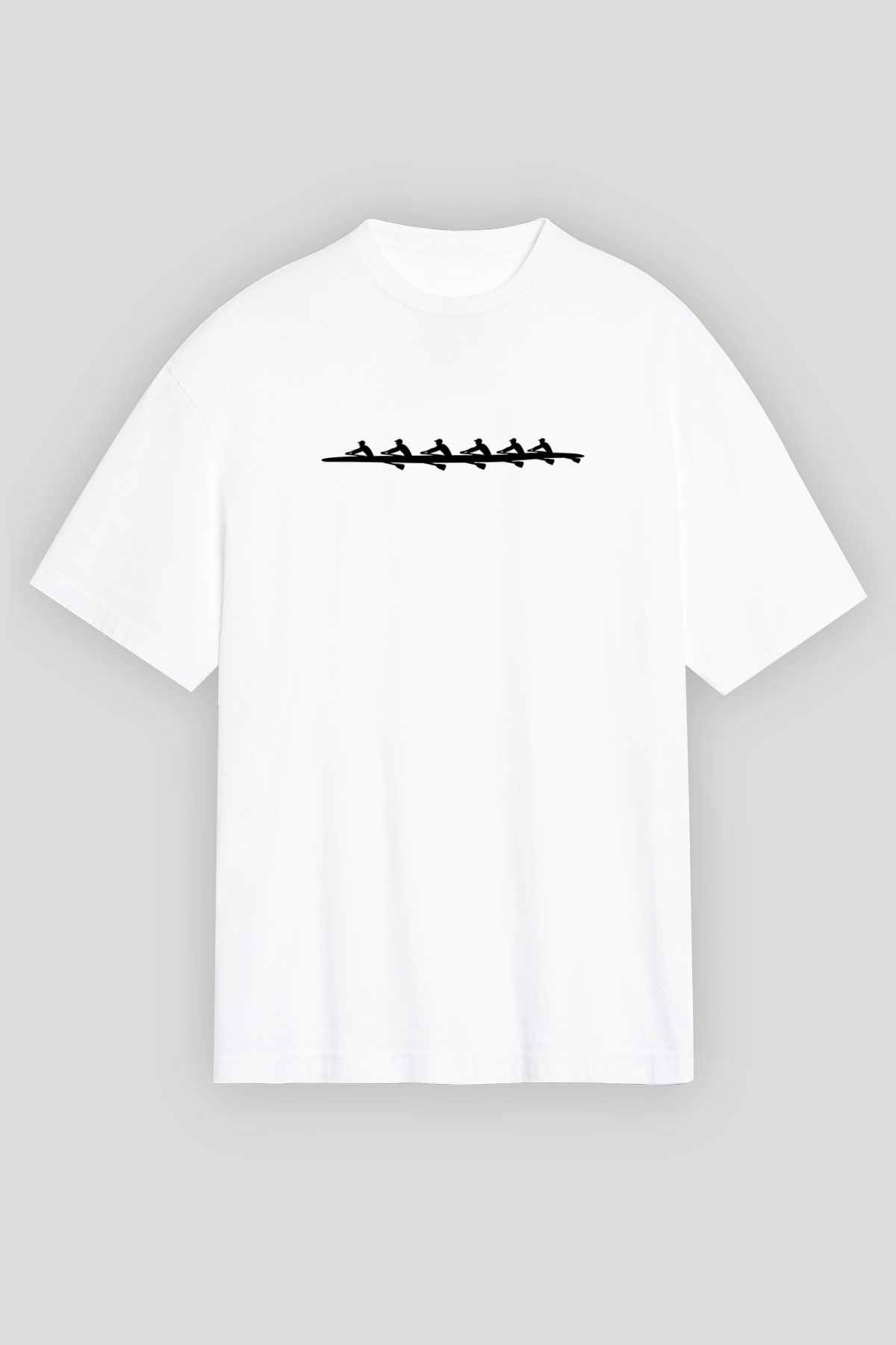 Kürek Baskılı Unisex Beyaz Oversize Tişört - Tshirt