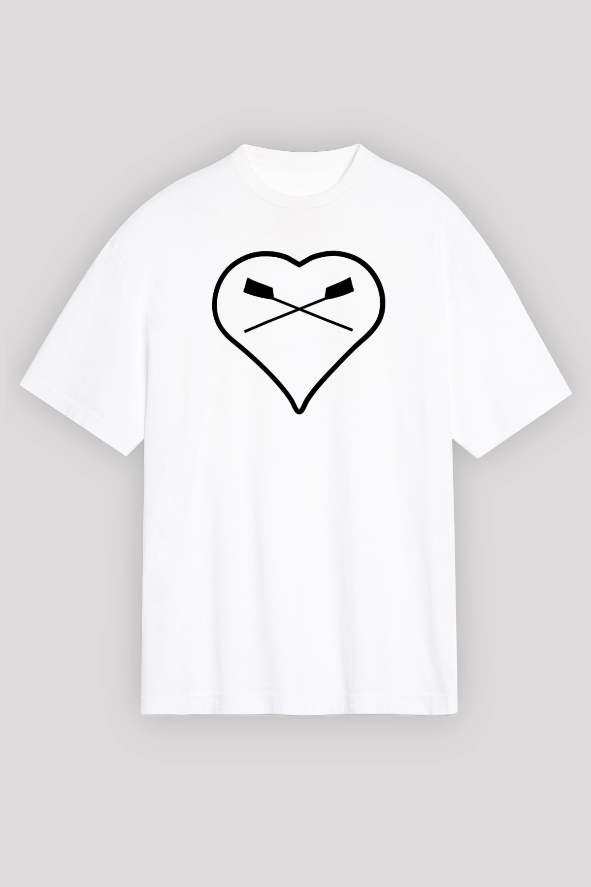 Kürek Baskılı Unisex Beyaz Oversize Tişört - Tshirt