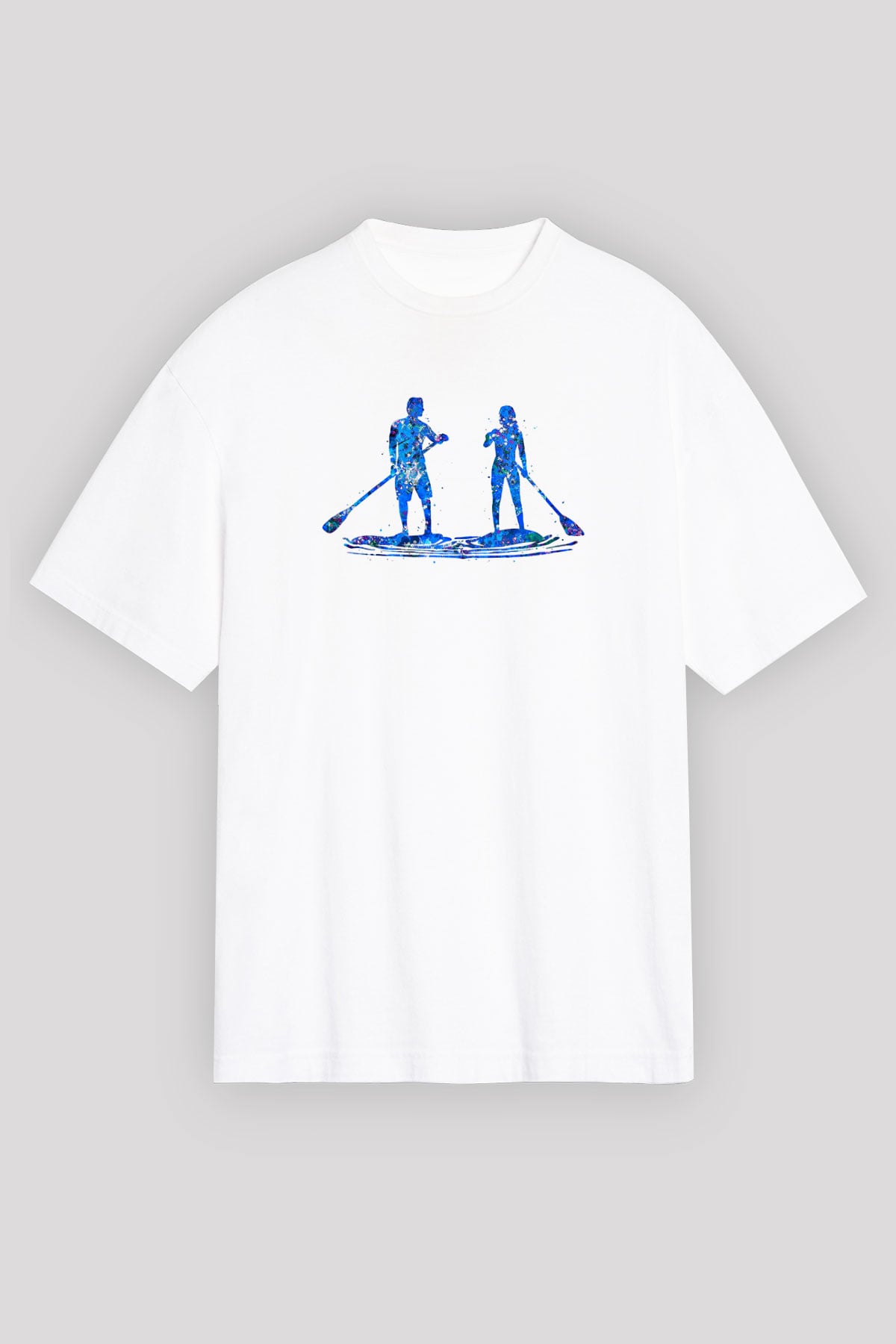 Kürek Baskılı Unisex Beyaz Oversize Tişört - Tshirt