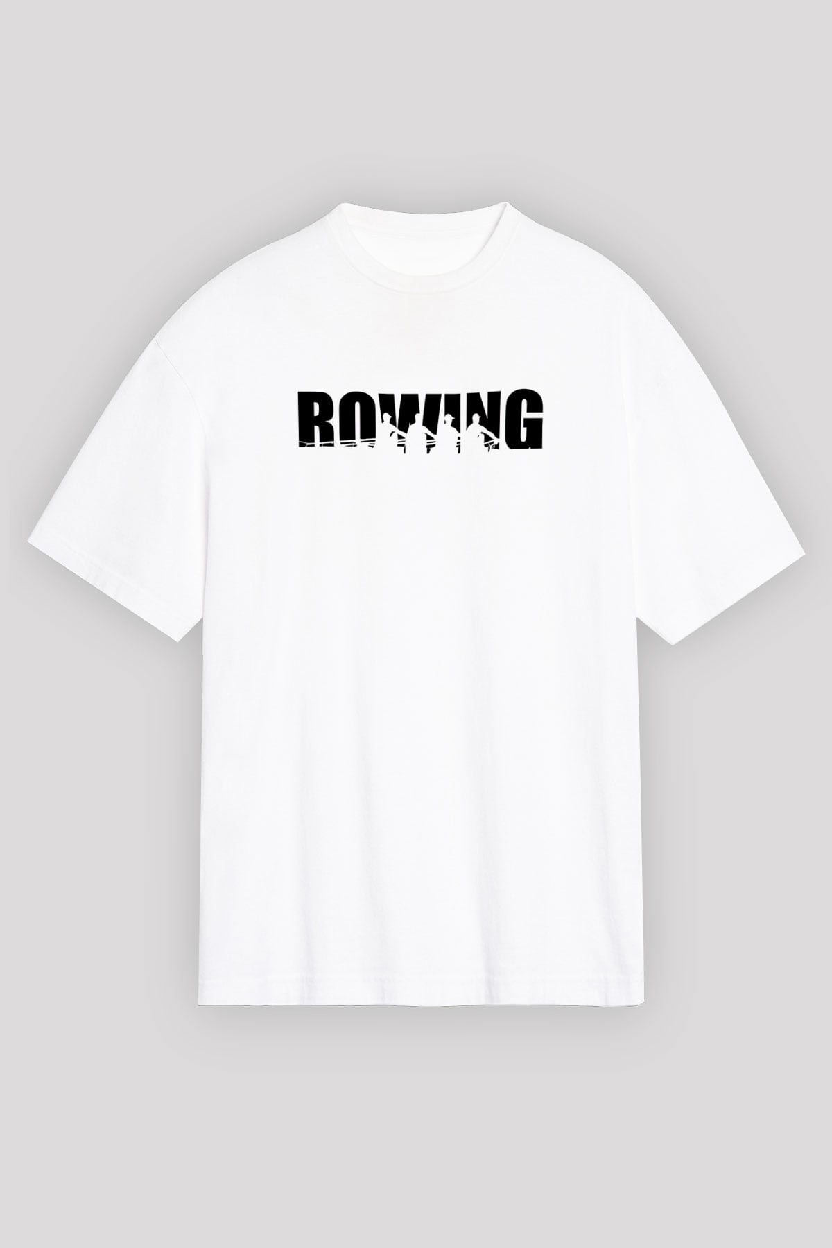 Kürek Baskılı Unisex Beyaz Oversize Tişört - Tshirt
