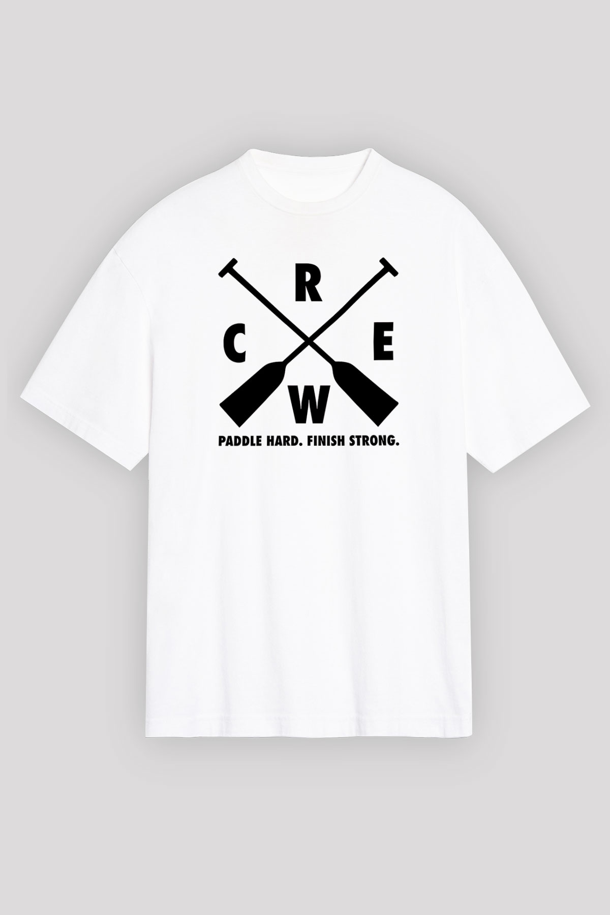 Kürek Baskılı Unisex Beyaz Oversize Tişört - Tshirt