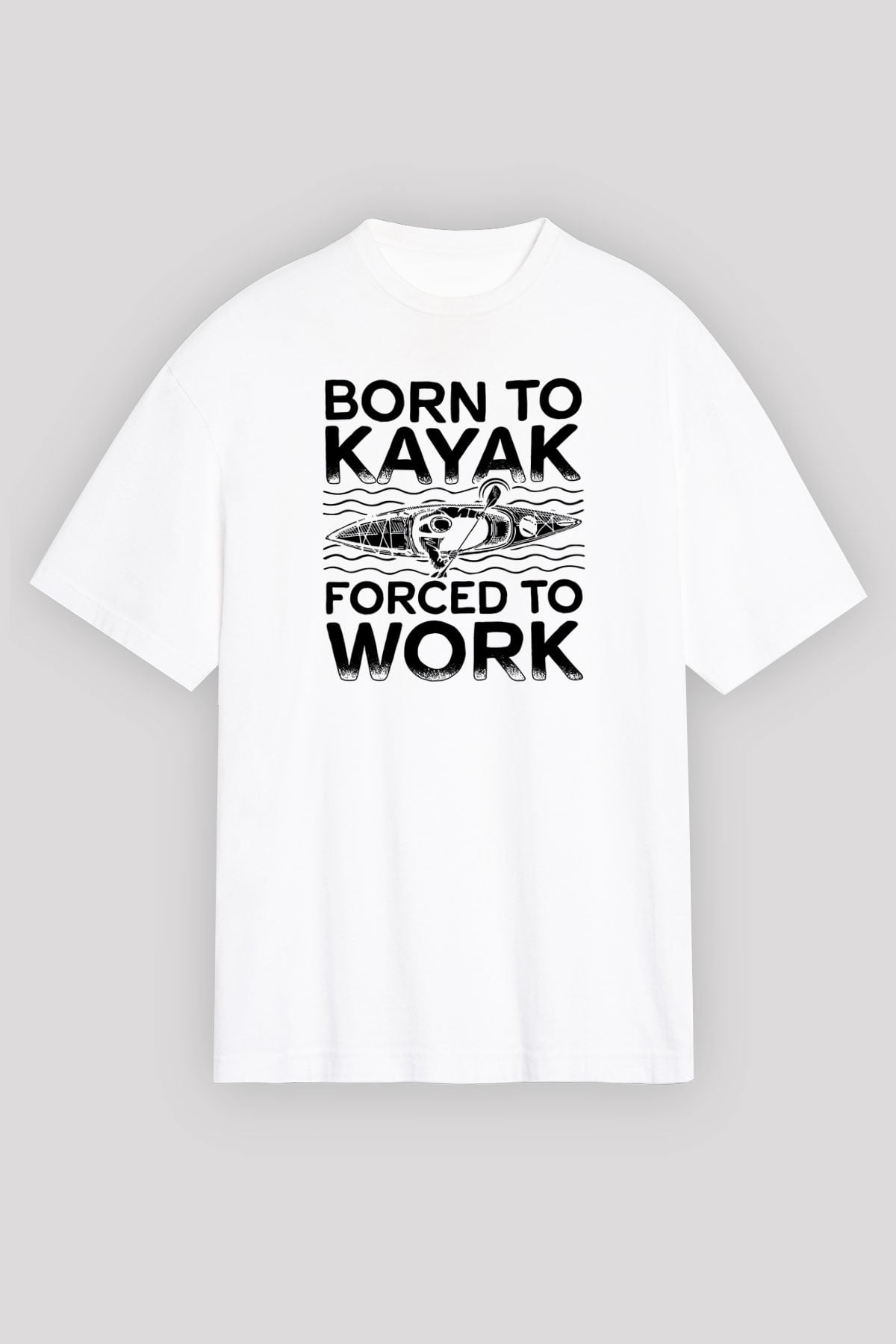 Kürek Baskılı Unisex Beyaz Oversize Tişört - Tshirt