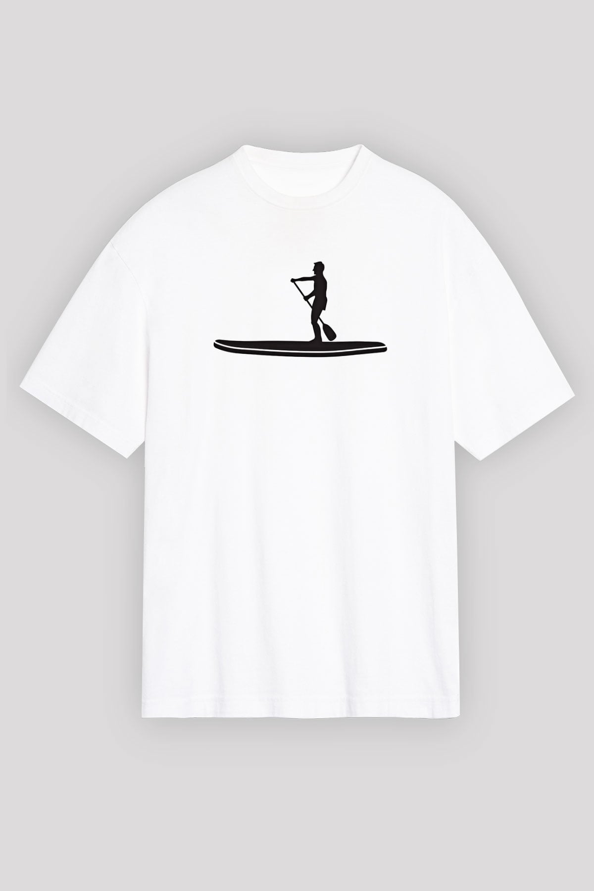 Kürek Baskılı Unisex Beyaz Oversize Tişört - Tshirt