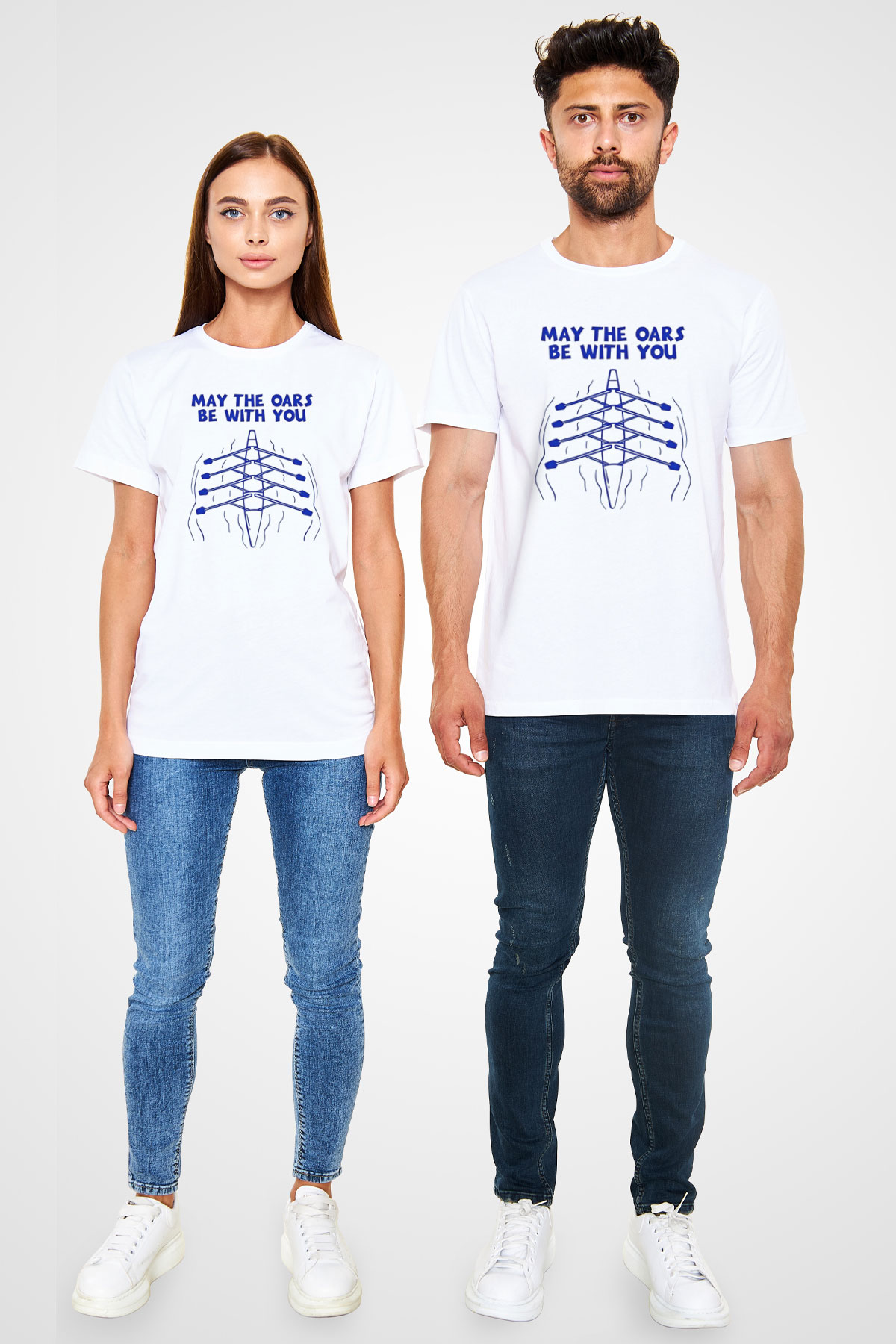 Kürek Baskılı Unisex Beyaz Tişört - Tshirt