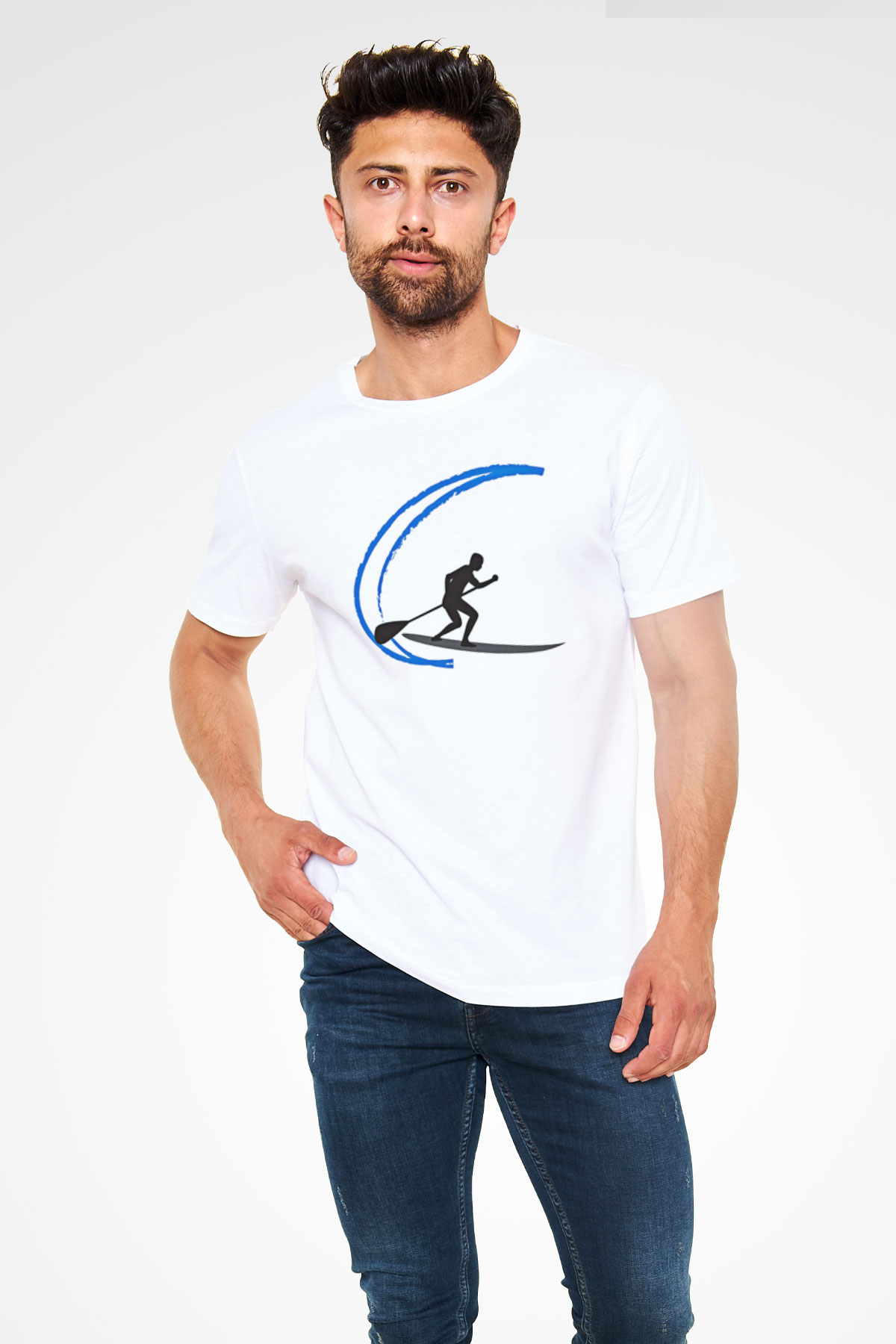 Kürek Baskılı Unisex Beyaz Tişört - Tshirt