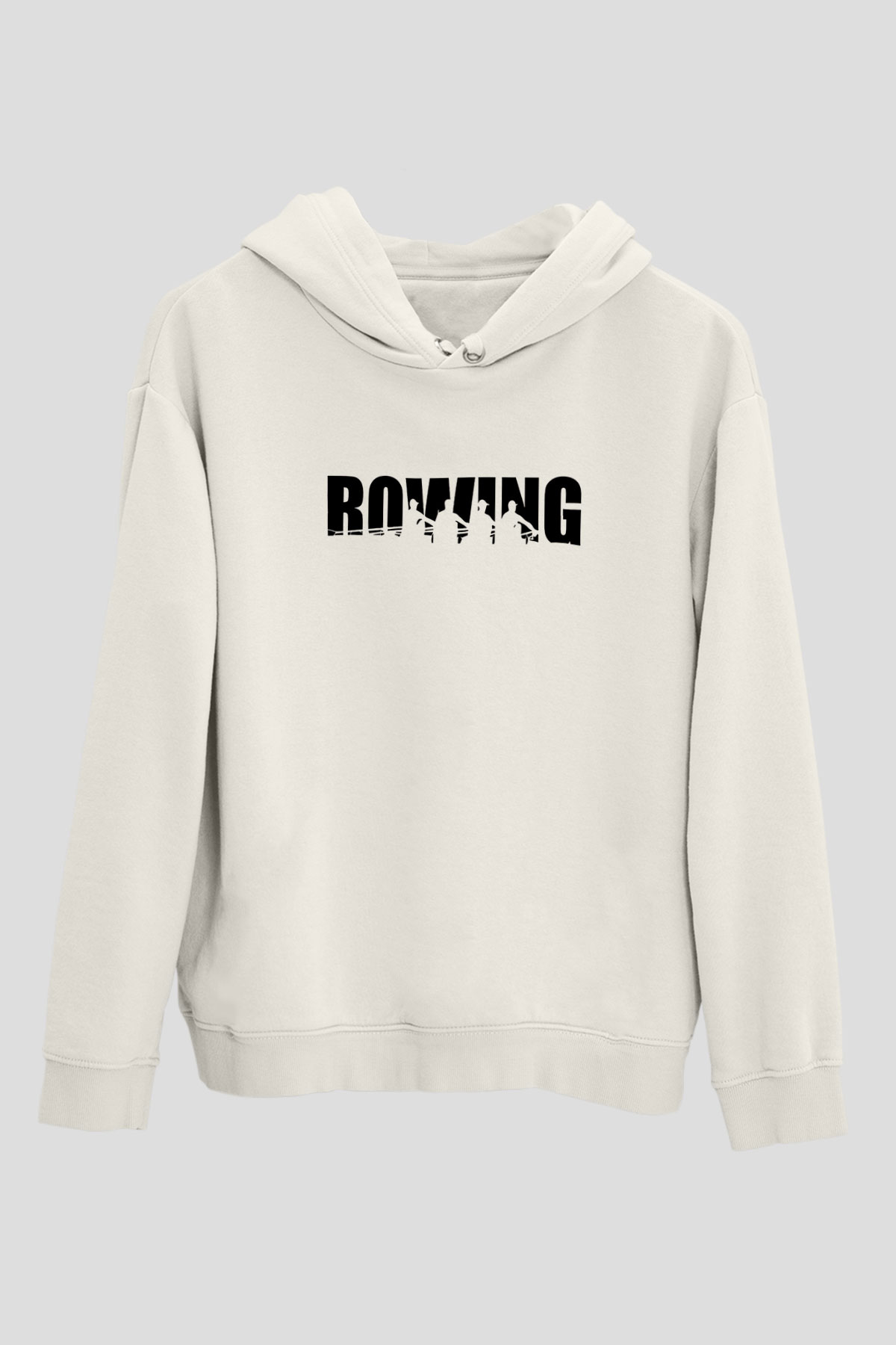 Kürek Baskılı Unisex Ekru Hoodie