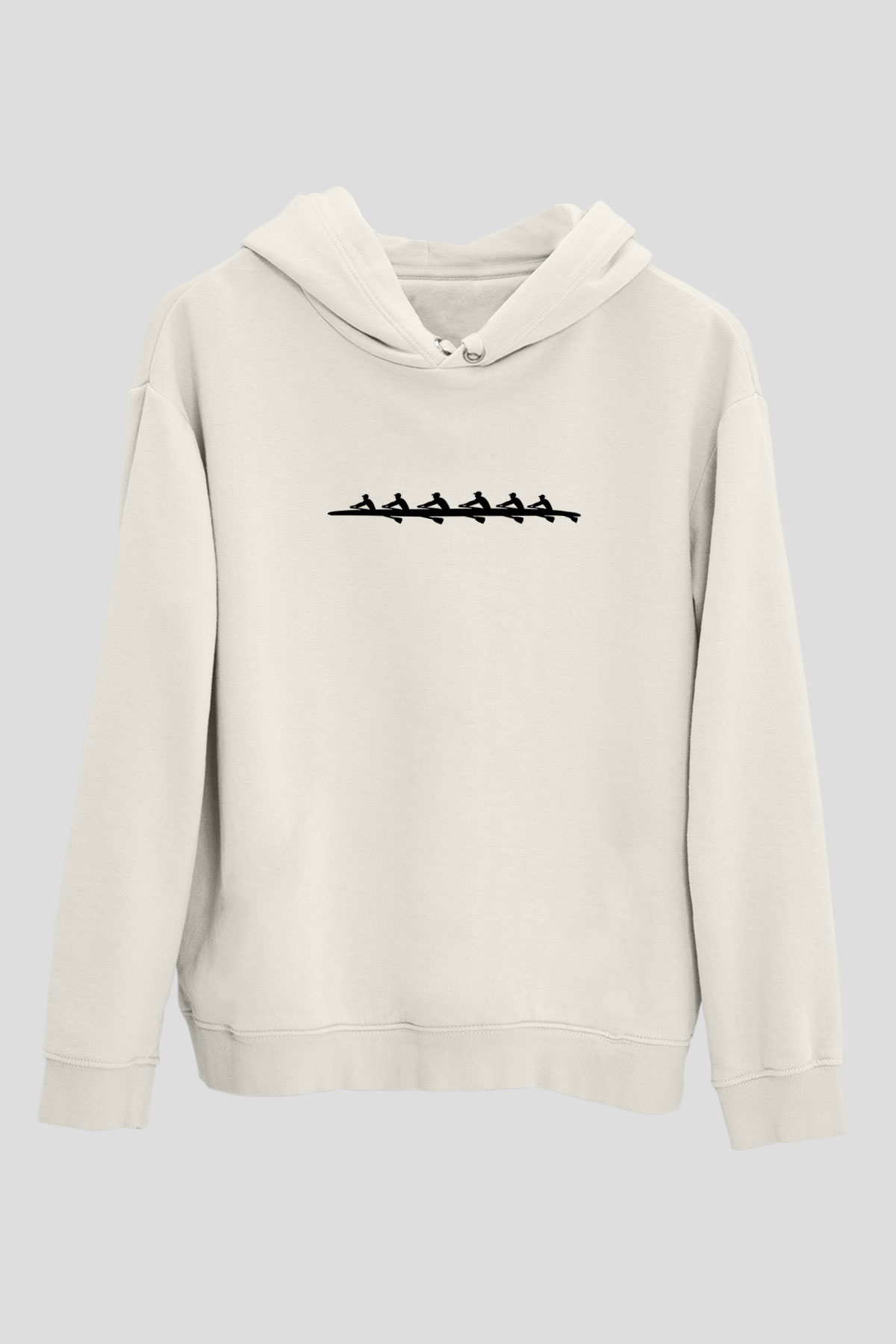 Kürek Baskılı Unisex Ekru Hoodie