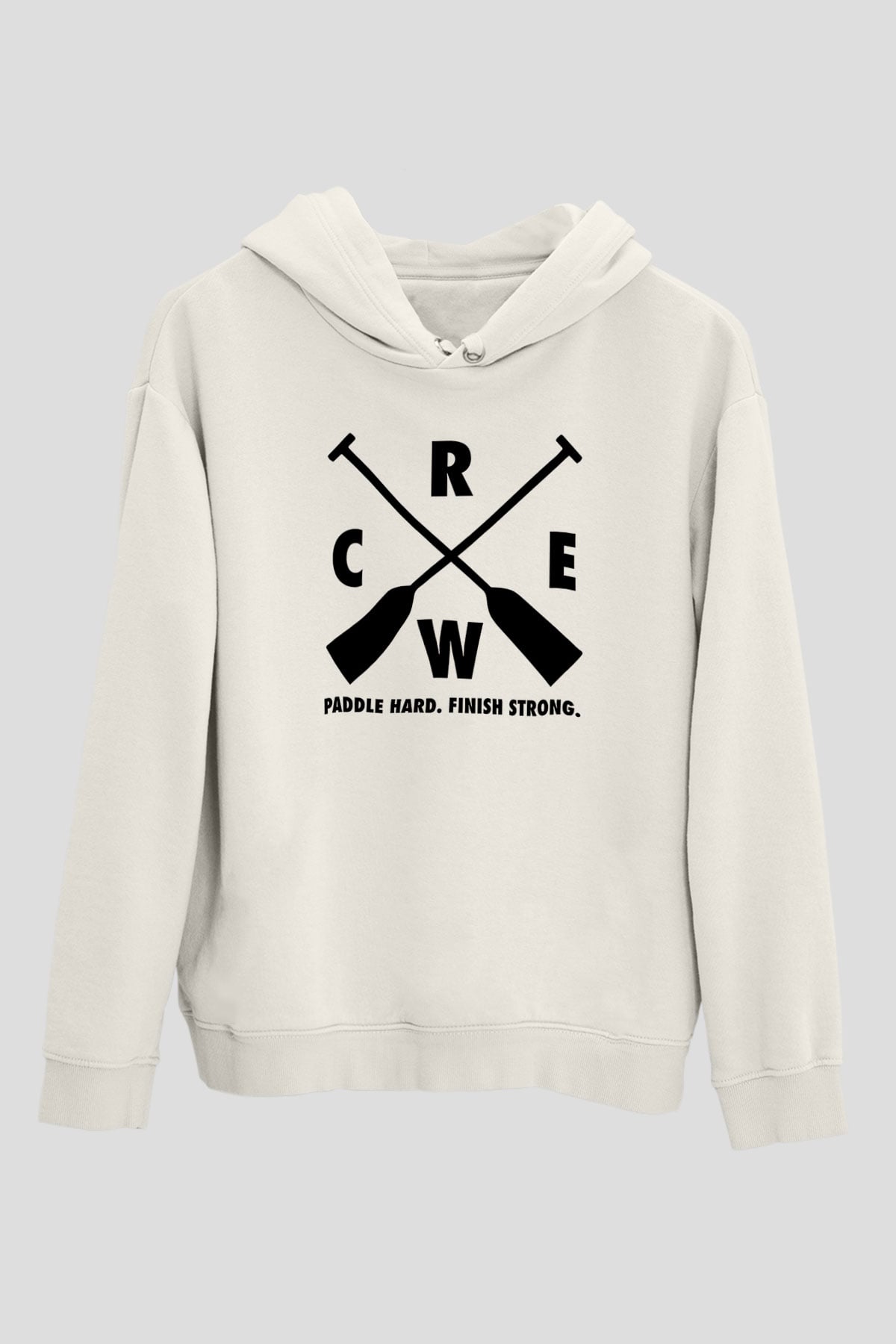 Kürek Baskılı Unisex Ekru Hoodie