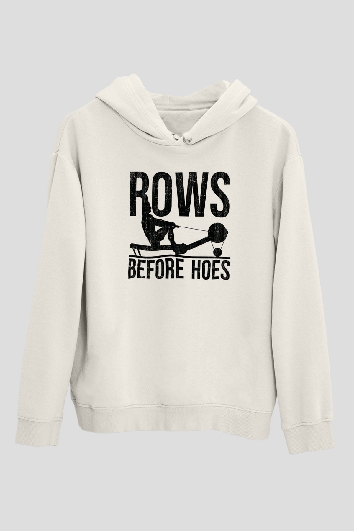 Kürek Baskılı Unisex Ekru Hoodie