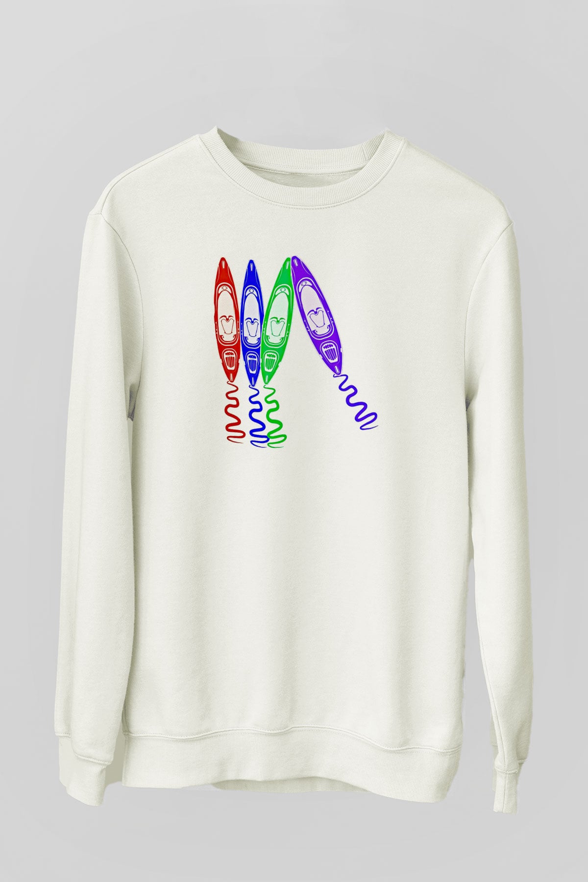 Kürek Baskılı Unisex Ekru Sweatshirt