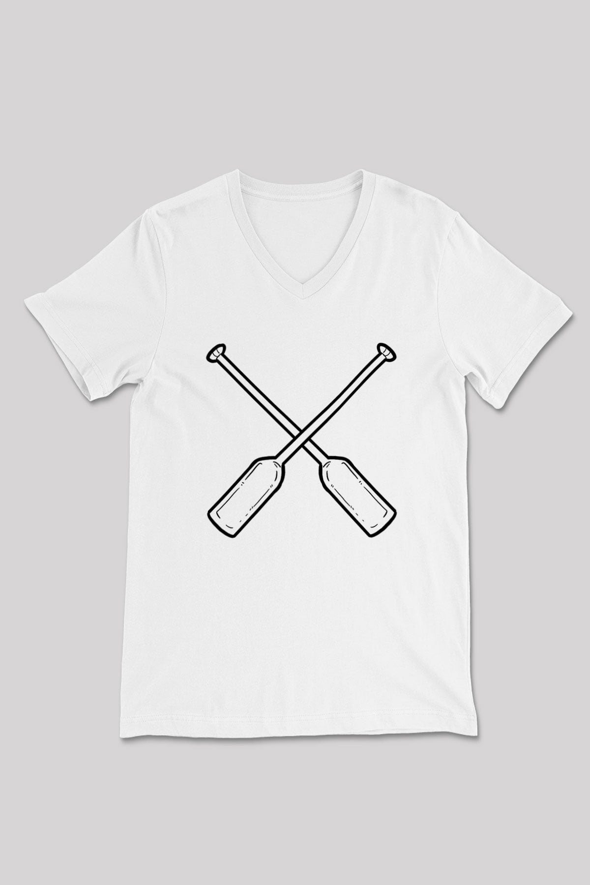 Kürek Baskılı Unisex V Yaka Tişört - Tshirt