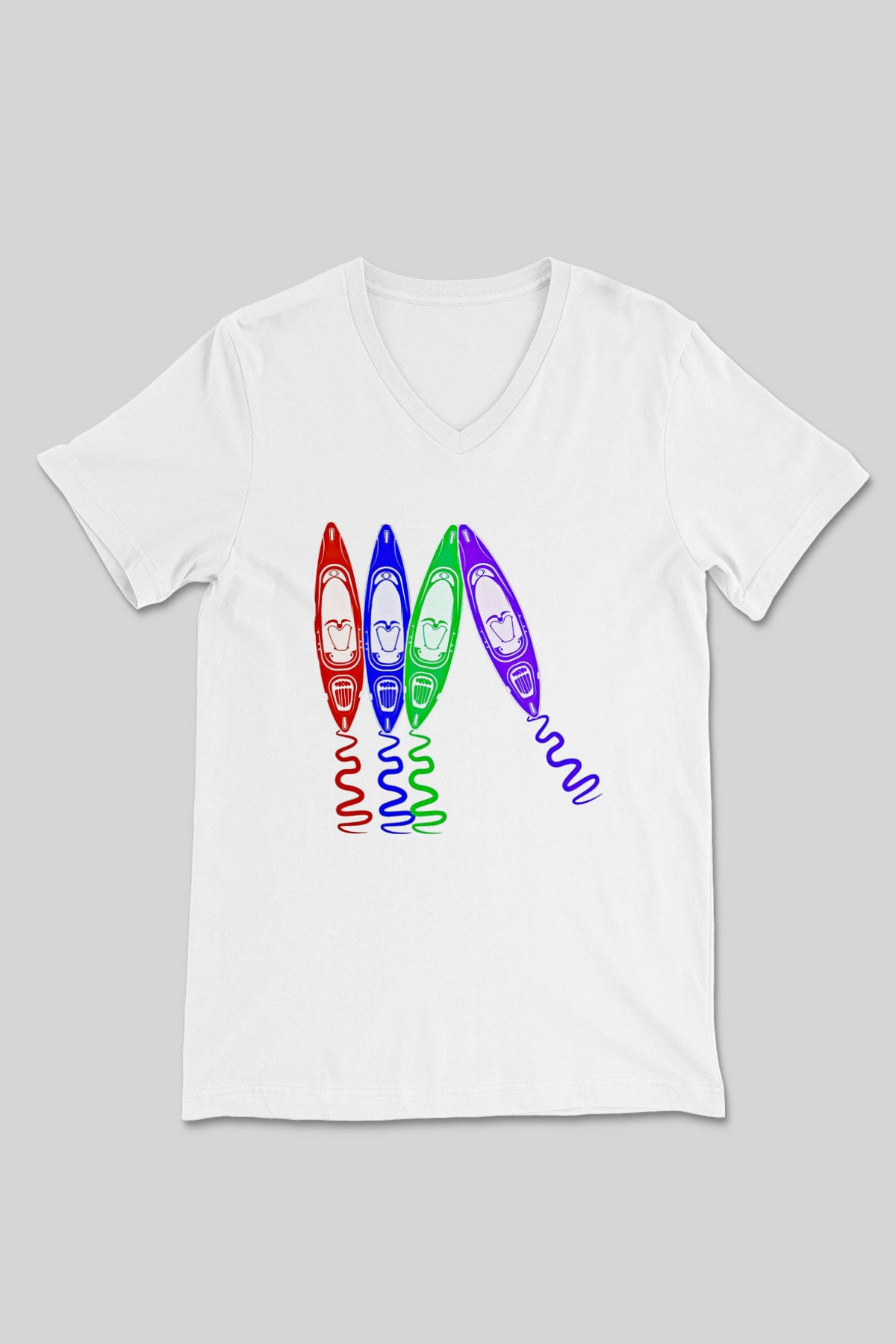 Kürek Baskılı Unisex V Yaka Tişört - Tshirt