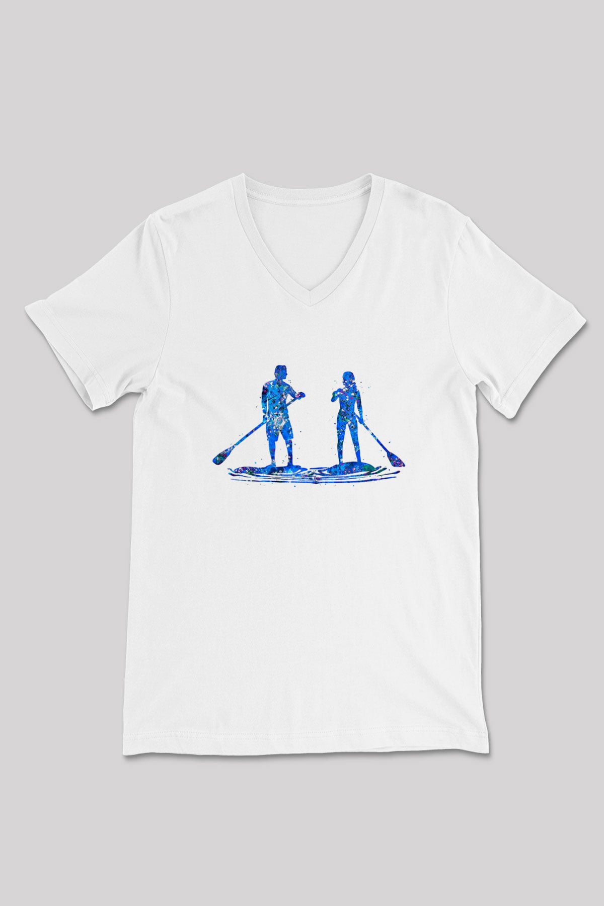 Kürek Baskılı Unisex V Yaka Tişört - Tshirt