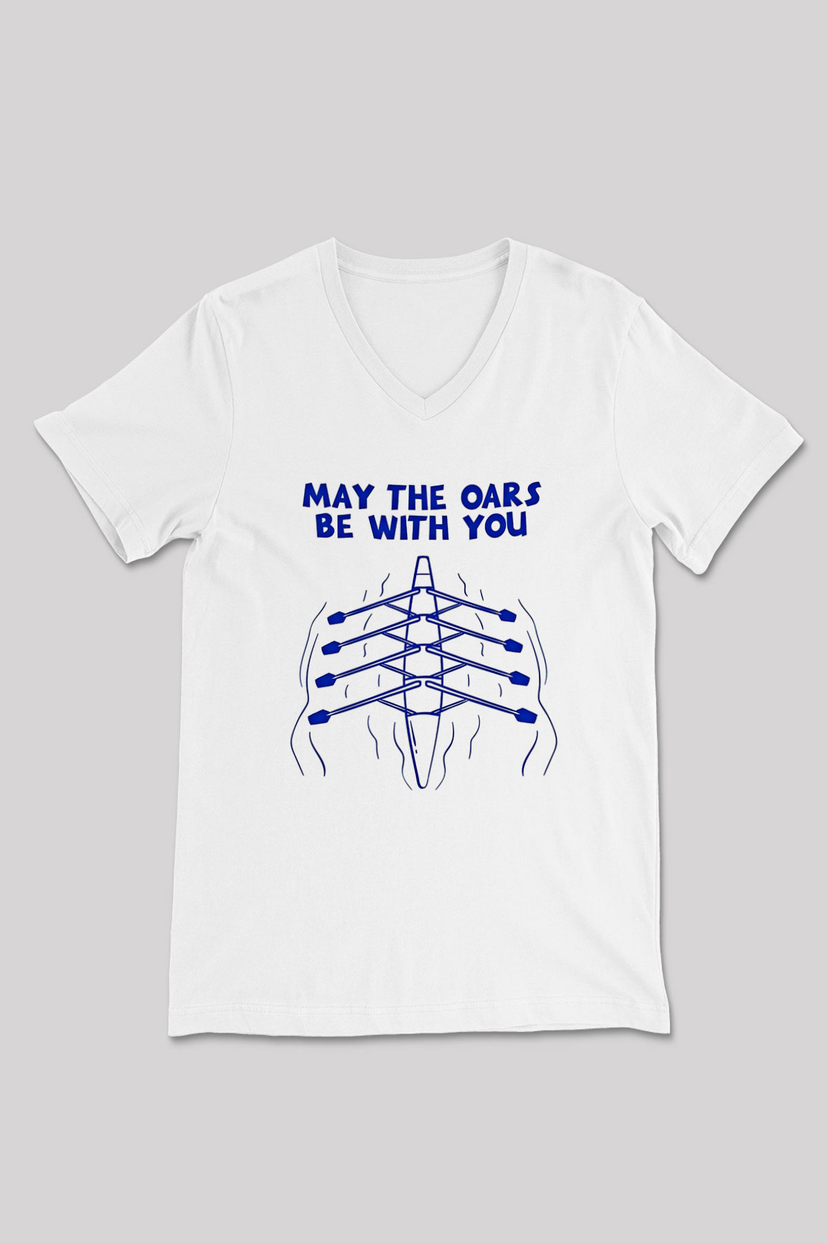 Kürek Baskılı Unisex V Yaka Tişört - Tshirt