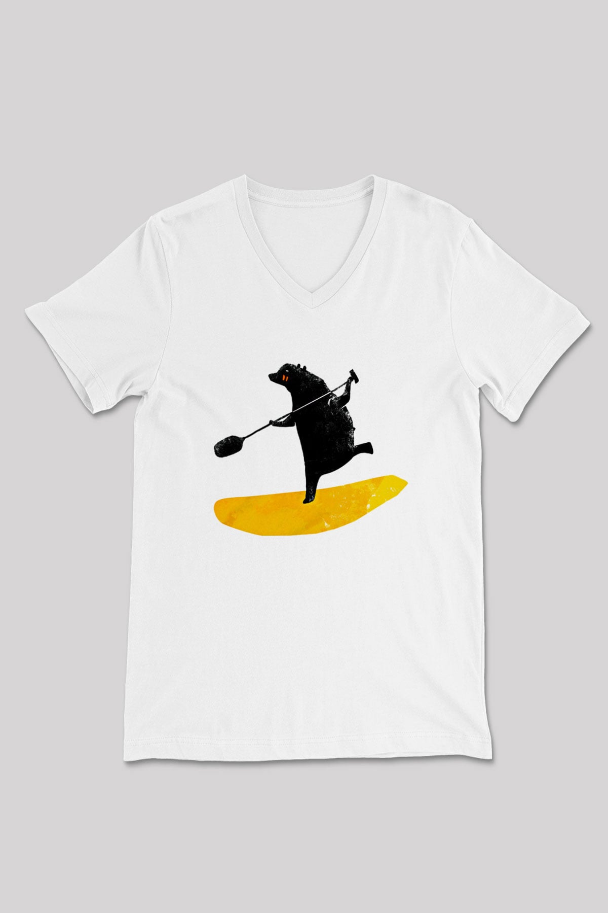 Kürek Baskılı Unisex V Yaka Tişört - Tshirt